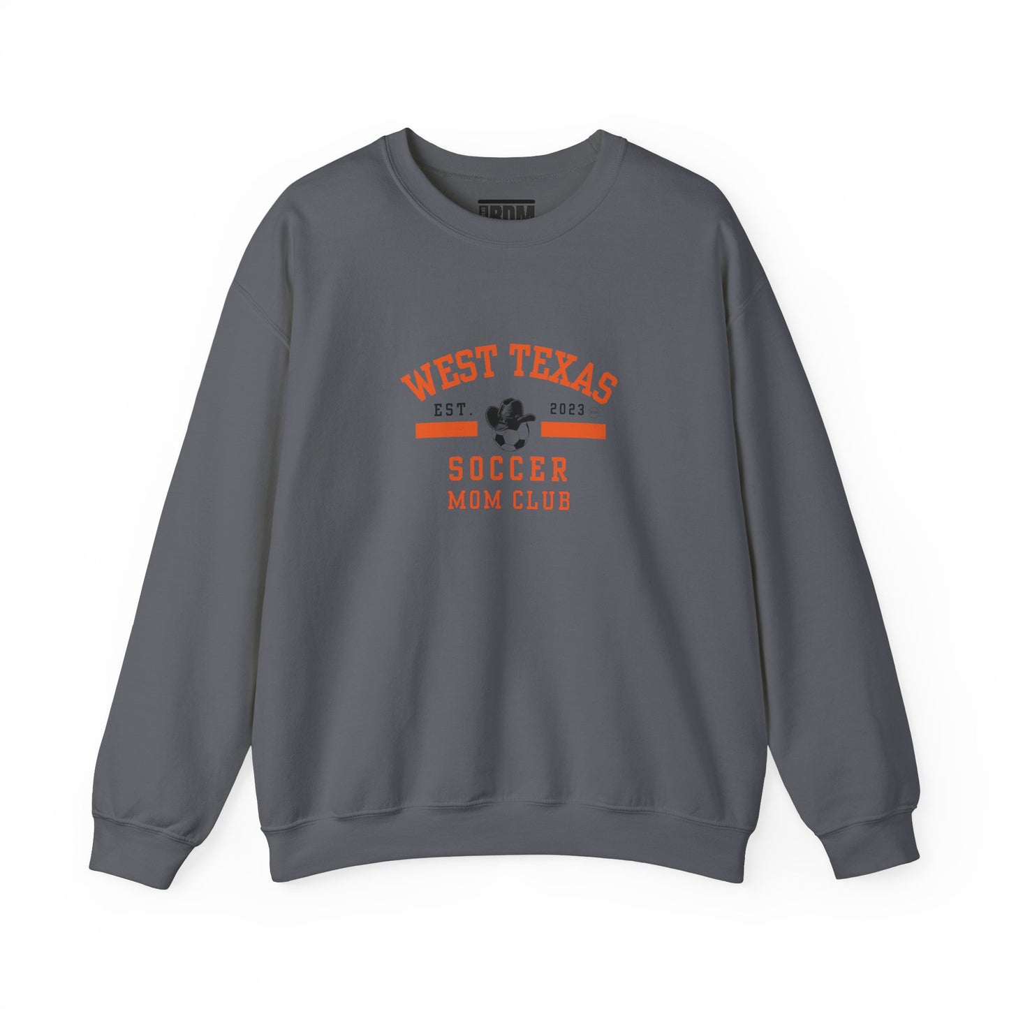 West Texas Soccer Mom Orange Letters Unisex Heavy Blend™ Crewneck Sweatshirt