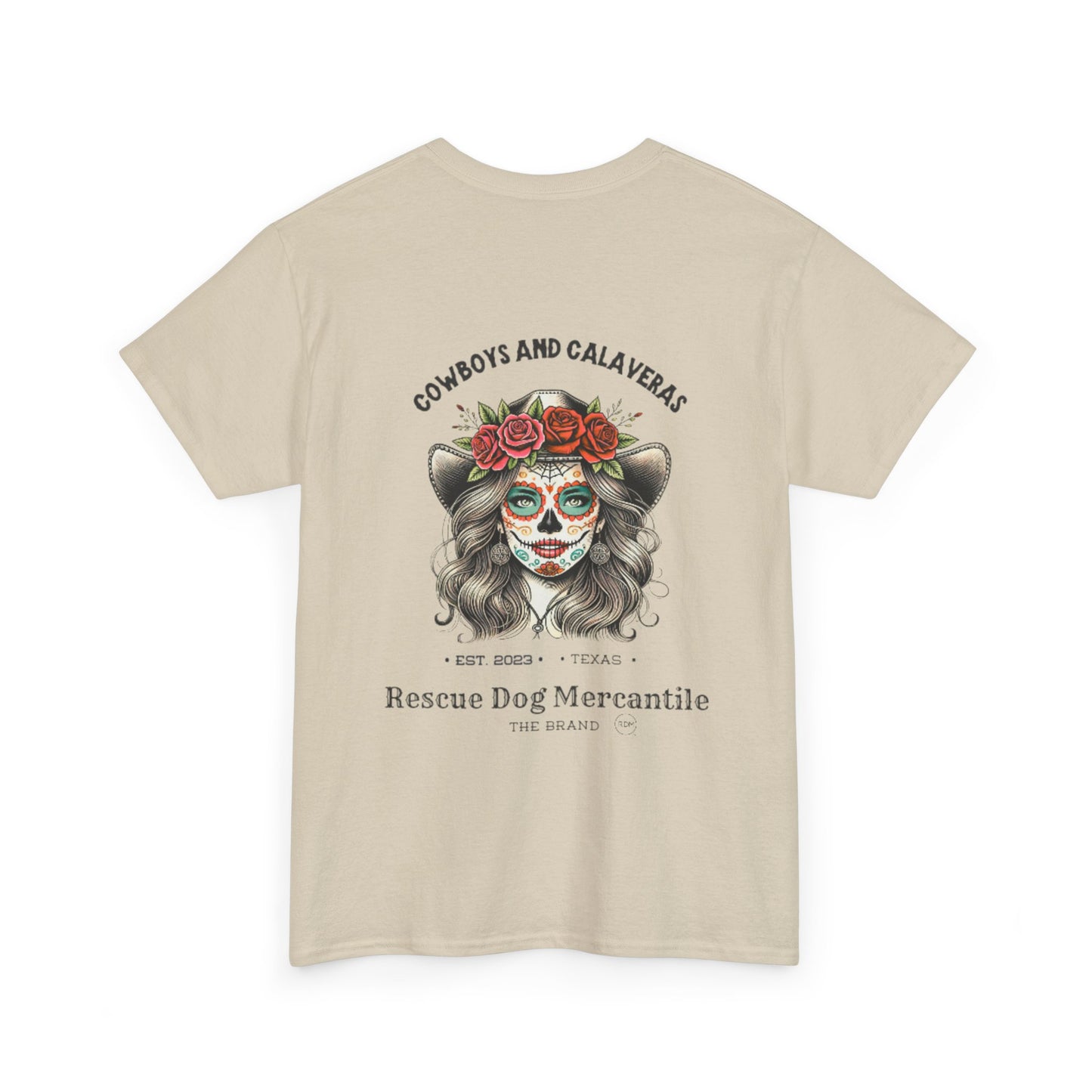 Cowboy Halloween Unisex Heavy Cotton Tee, Day of the dead, Dia de los Muertos, Texas Roots, Vaquero Style, Catrina, Skull, Glamour