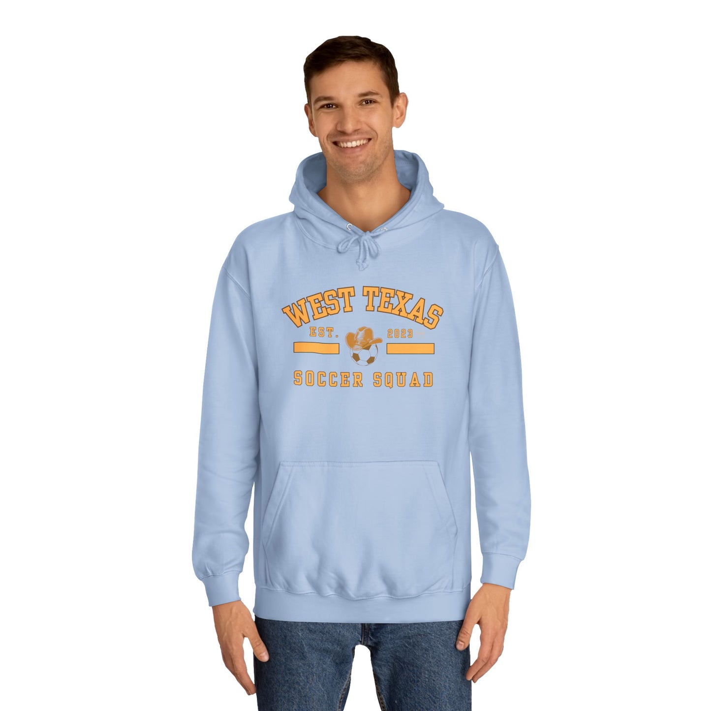 West Texas Soccer Mom Yellow Letters Unisex College Hoodie