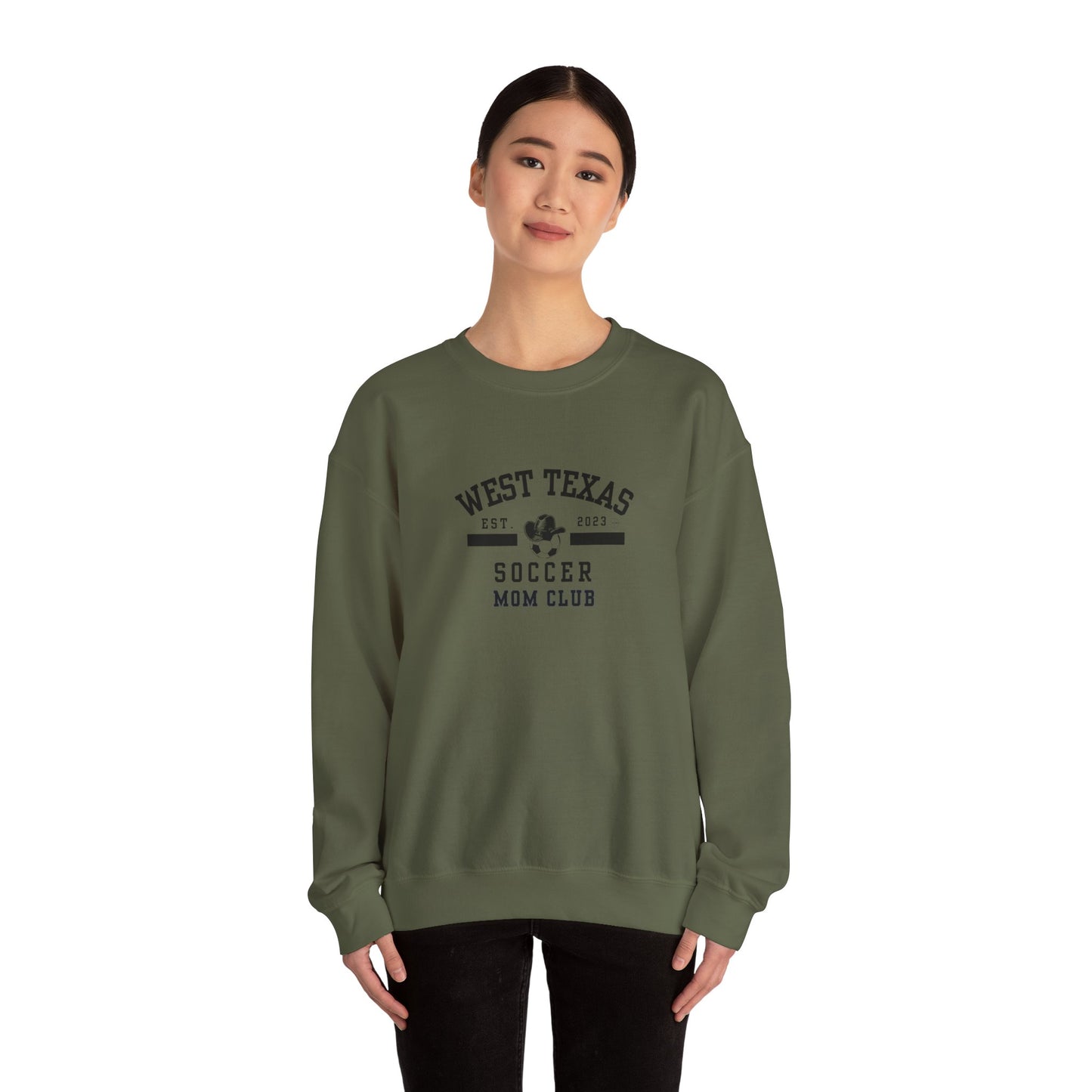 West Texas Soccer Mom Black Letters Unisex Heavy Blend™ Crewneck Sweatshirt