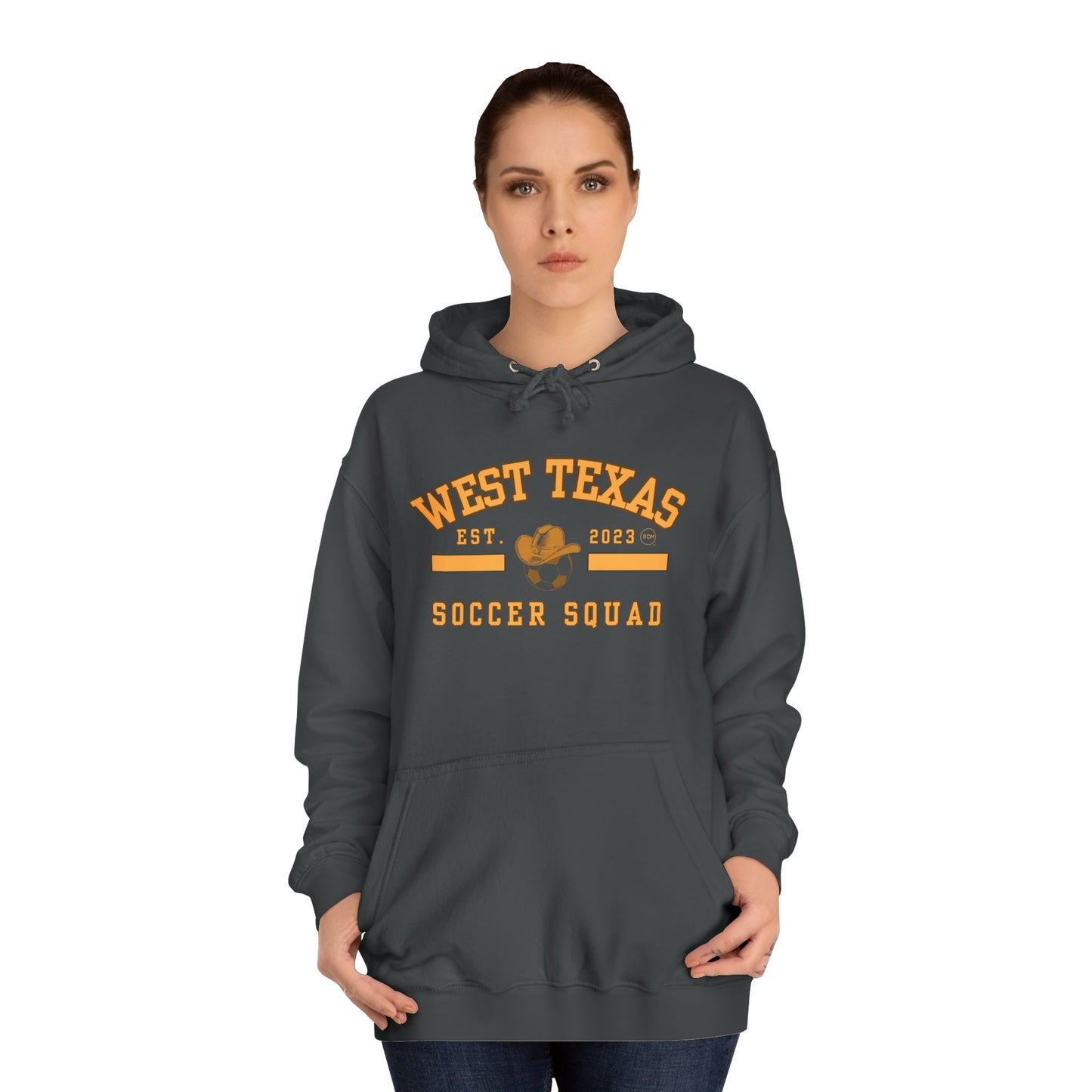 West Texas Soccer Mom Yellow Letters Unisex College Hoodie