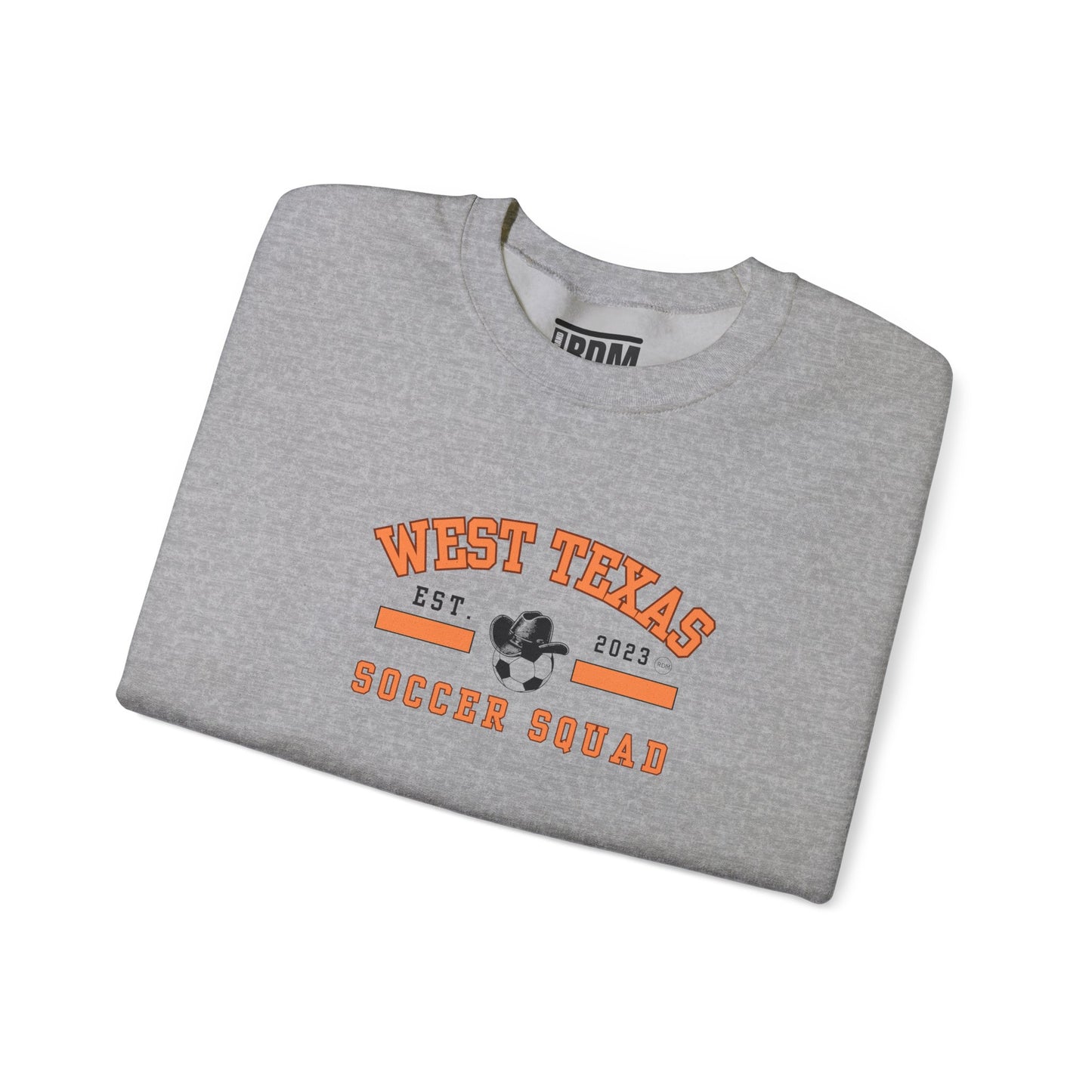 West Texas Soccer Squad Orange Letters Unisex Heavy Blend™ Crewneck Sweatshirt