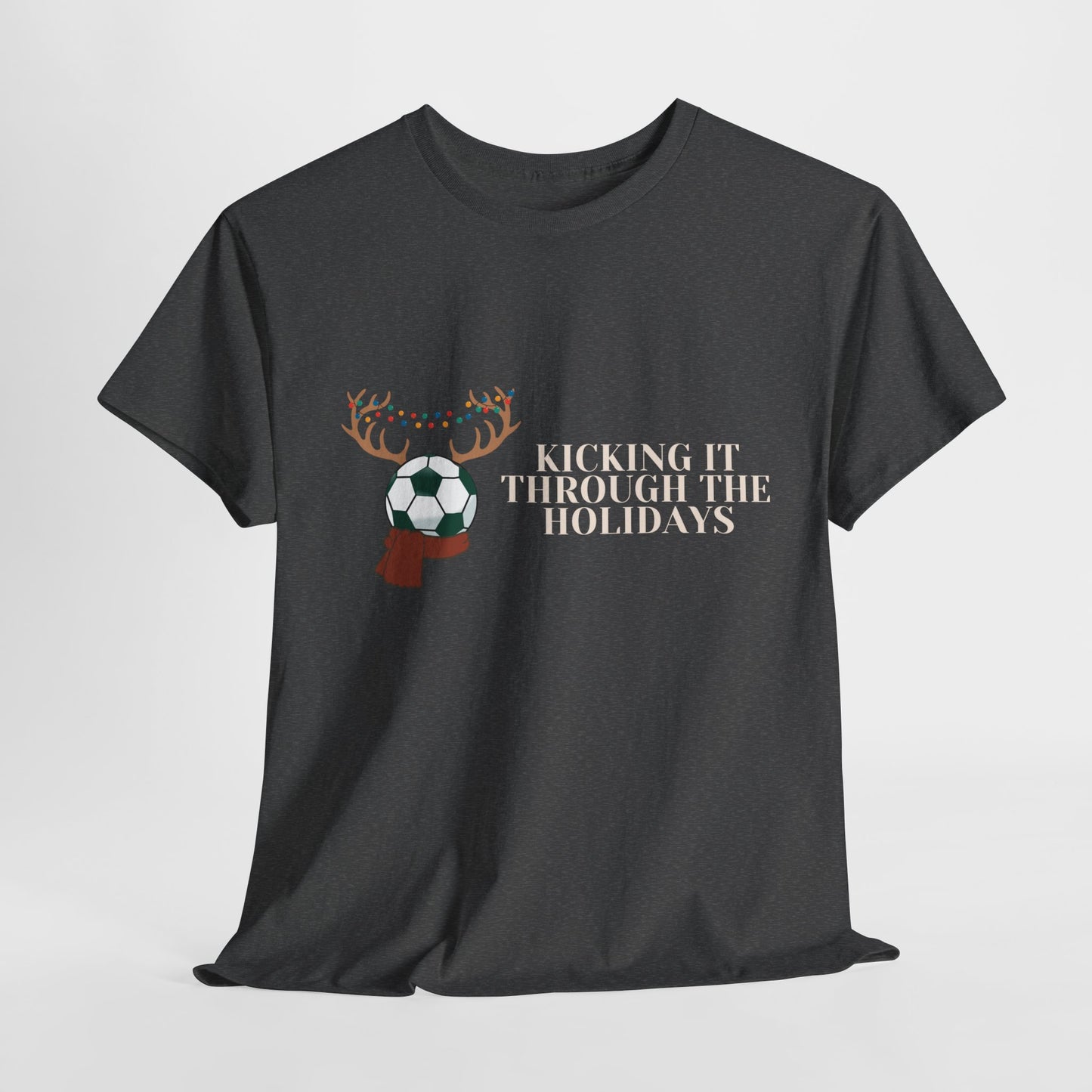 Kicking it Through the Holidays Soccer Christmas Tshirt
