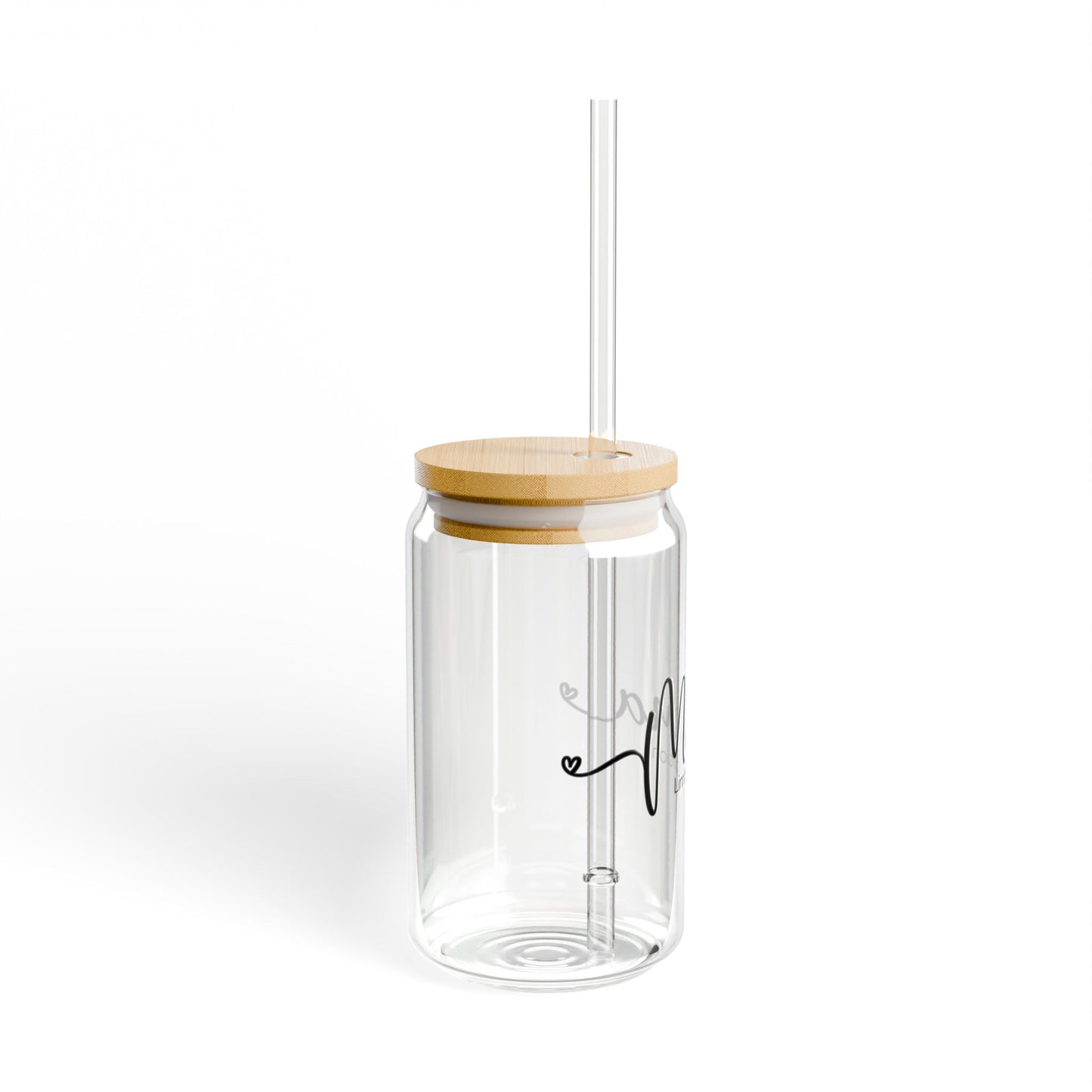 Mom Sipper Glass Cup Cute Iced Coffee Glass for Busy MamasSipper Glass, 16oz Cursive Letters