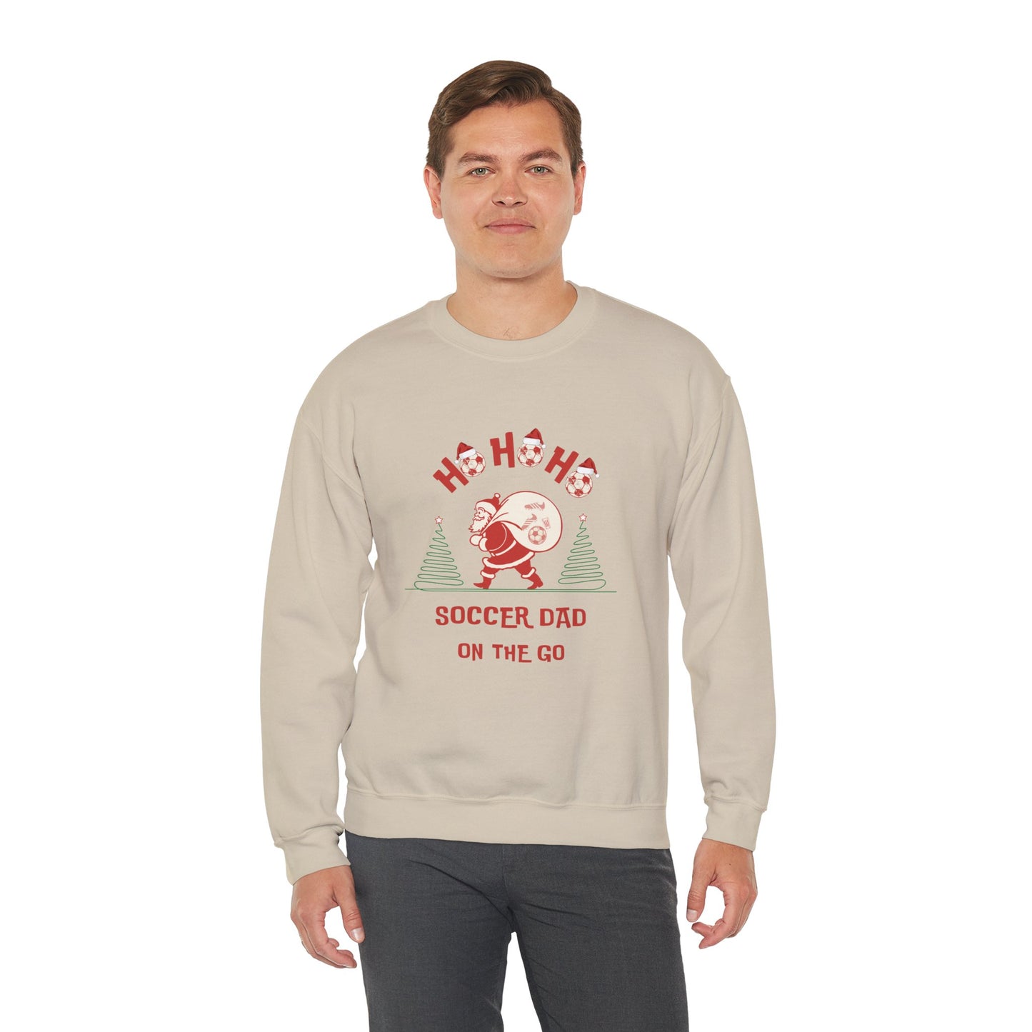 Ho Ho Ho Soccer Dad on the Go Season Soccer Sweatshirt Unisex Heavy Blend™ Crewneck Sweatshirt