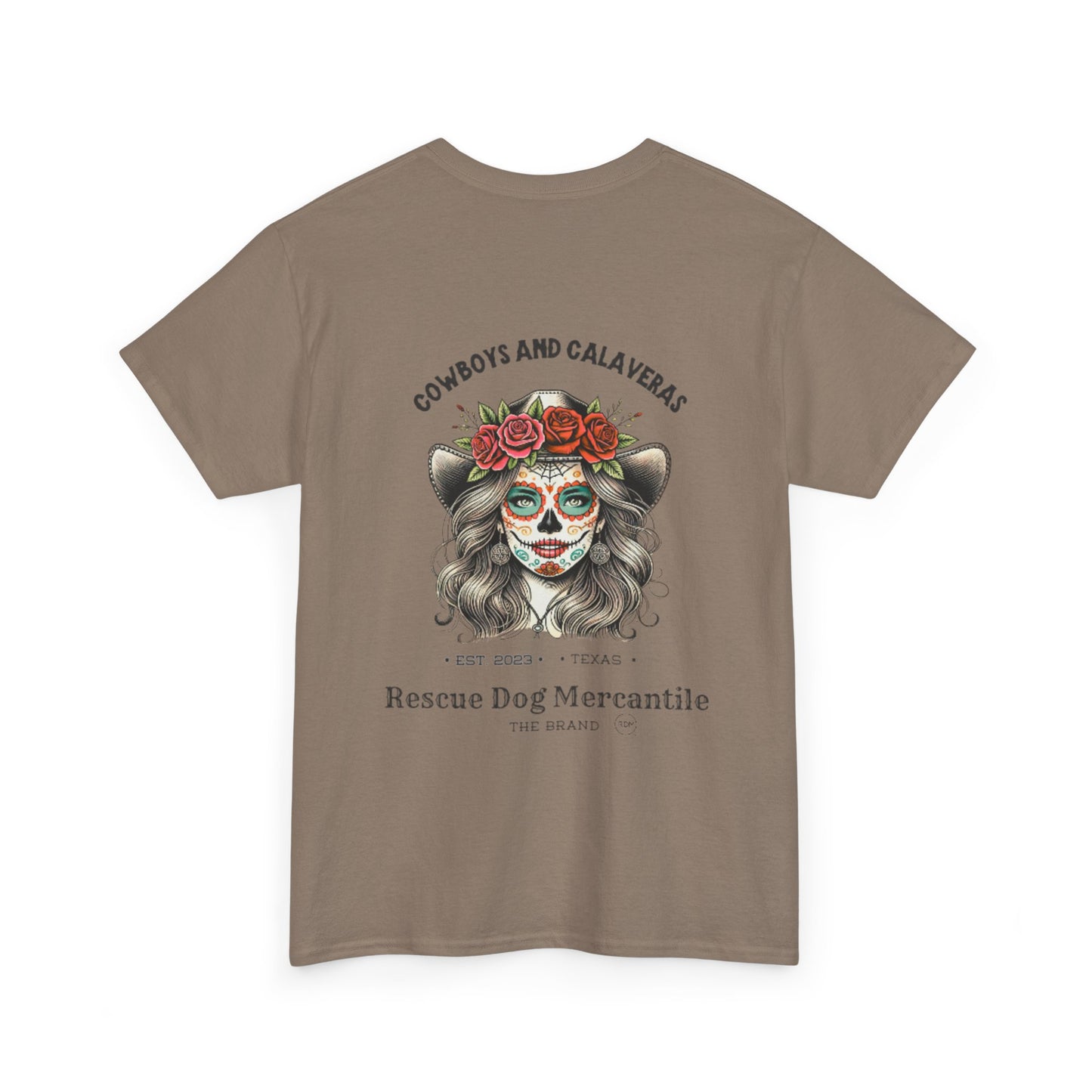 Cowboy Halloween Unisex Heavy Cotton Tee, Day of the dead, Dia de los Muertos, Texas Roots, Vaquero Style, Catrina, Skull, Glamour