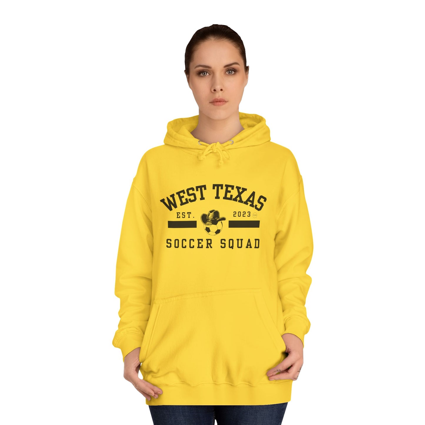 West Texas Soccer Mom Black Letters Unisex College Hoodie