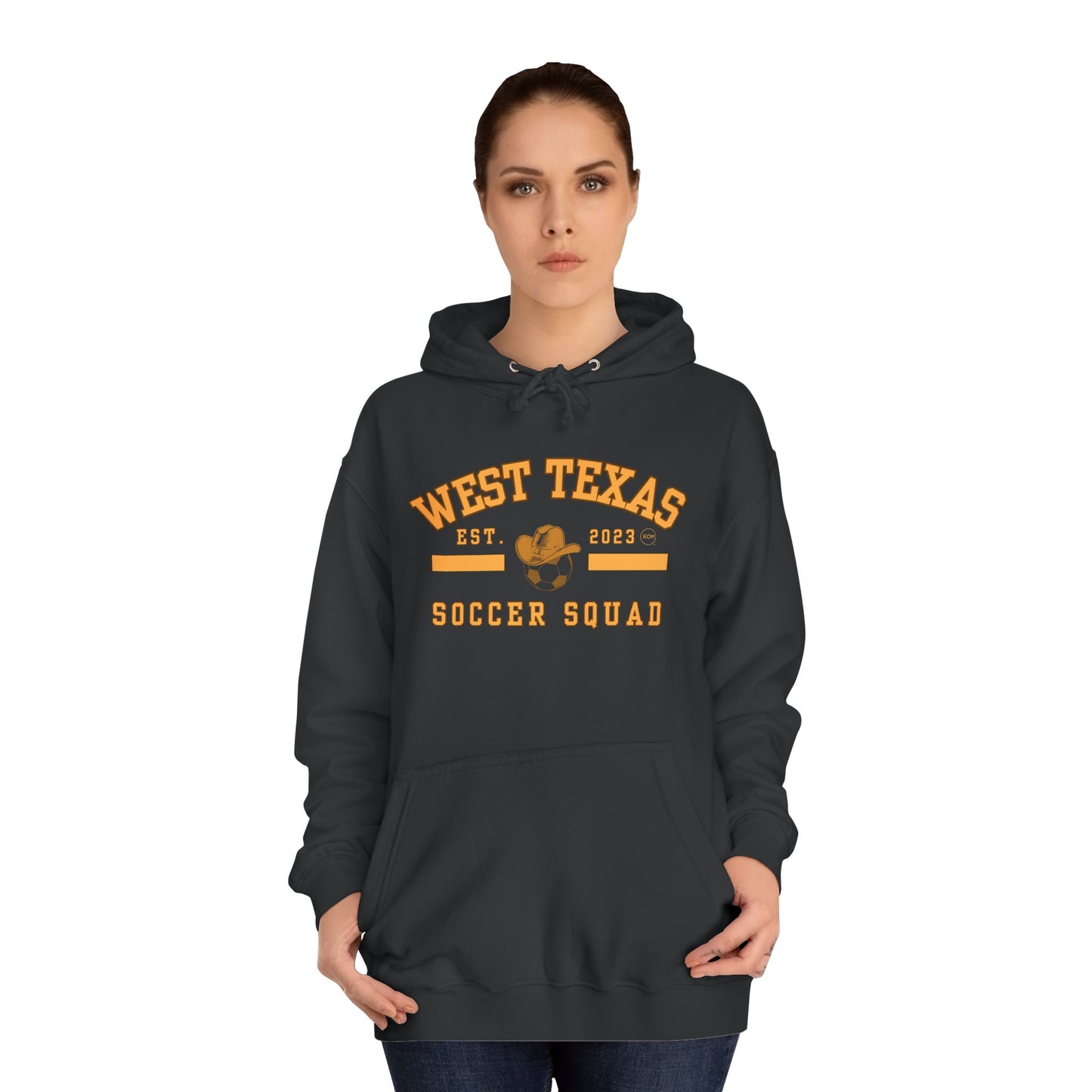 West Texas Soccer Mom Yellow Letters Unisex College Hoodie