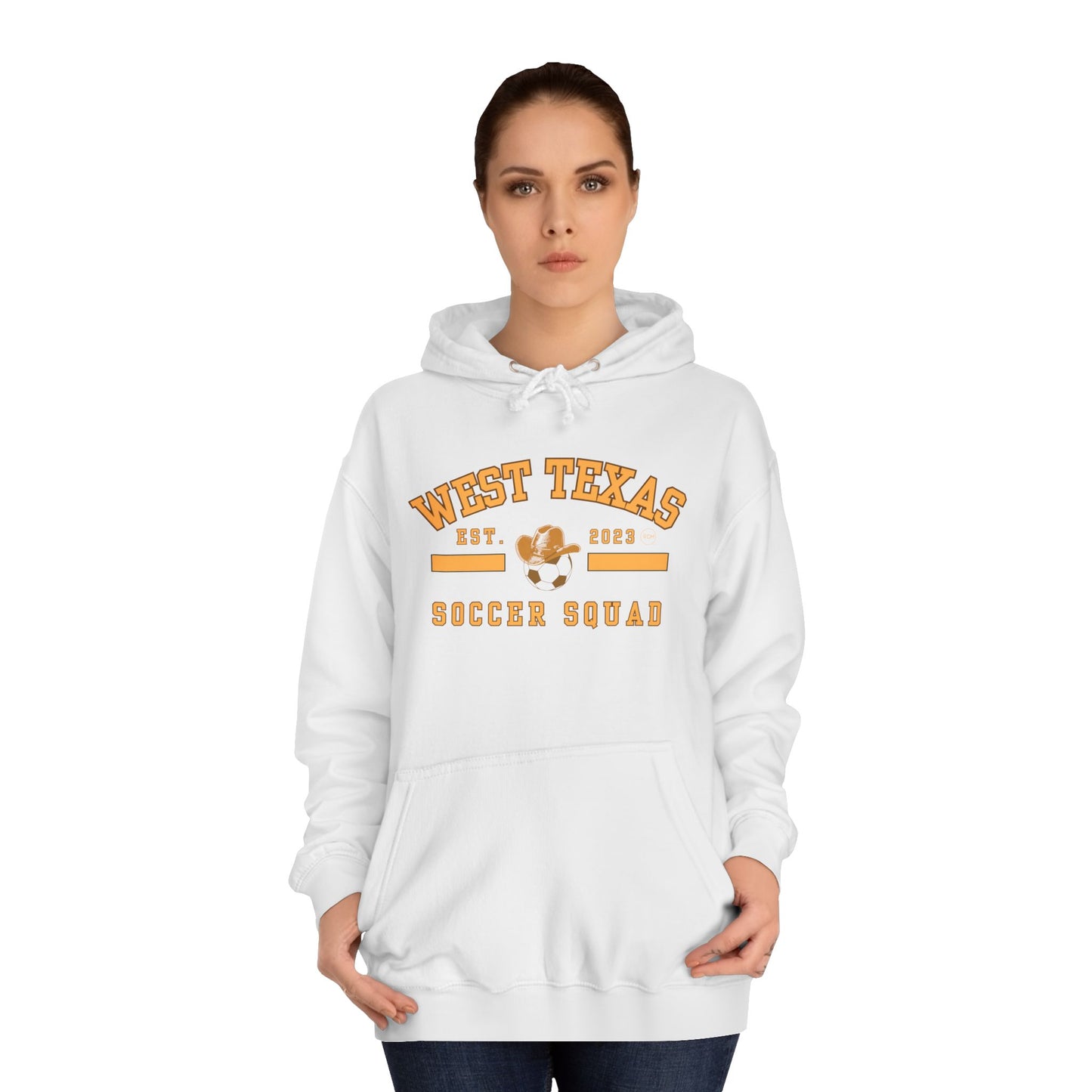 West Texas Soccer Mom Yellow Letters Unisex College Hoodie