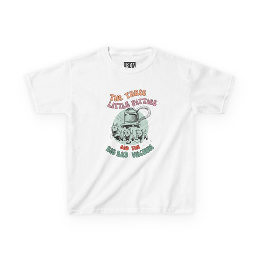 Kids Pitbull Heavy Cotton T-Shirt Adorable Dog Tee for Young Pitbull Lovers Three Little Pitties