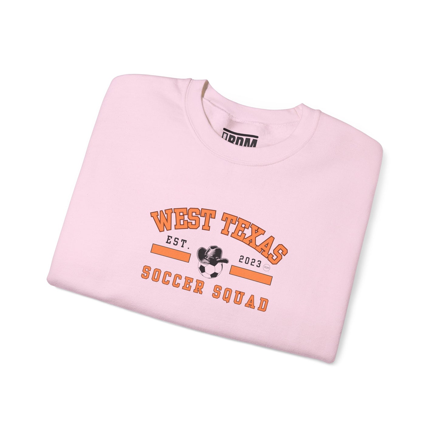 West Texas Soccer Squad Orange Letters Unisex Heavy Blend™ Crewneck Sweatshirt