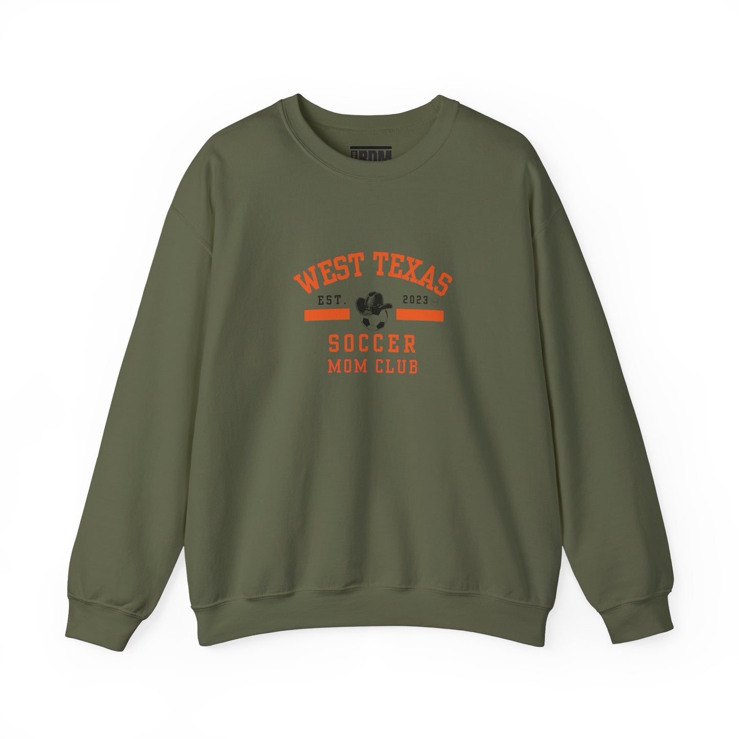 West Texas Soccer Mom Orange Letters Unisex Heavy Blend™ Crewneck Sweatshirt
