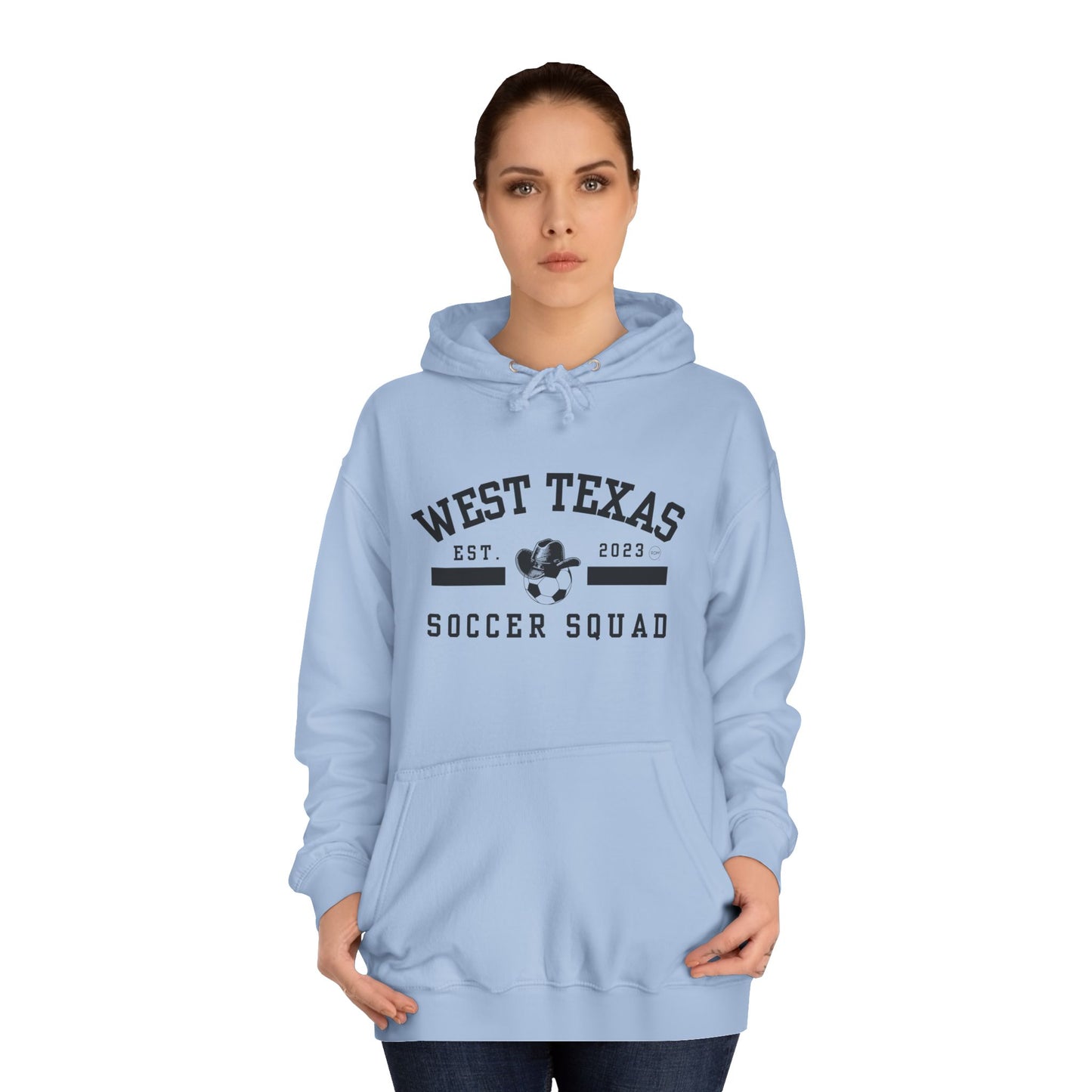 West Texas Soccer Mom Black Letters Unisex College Hoodie