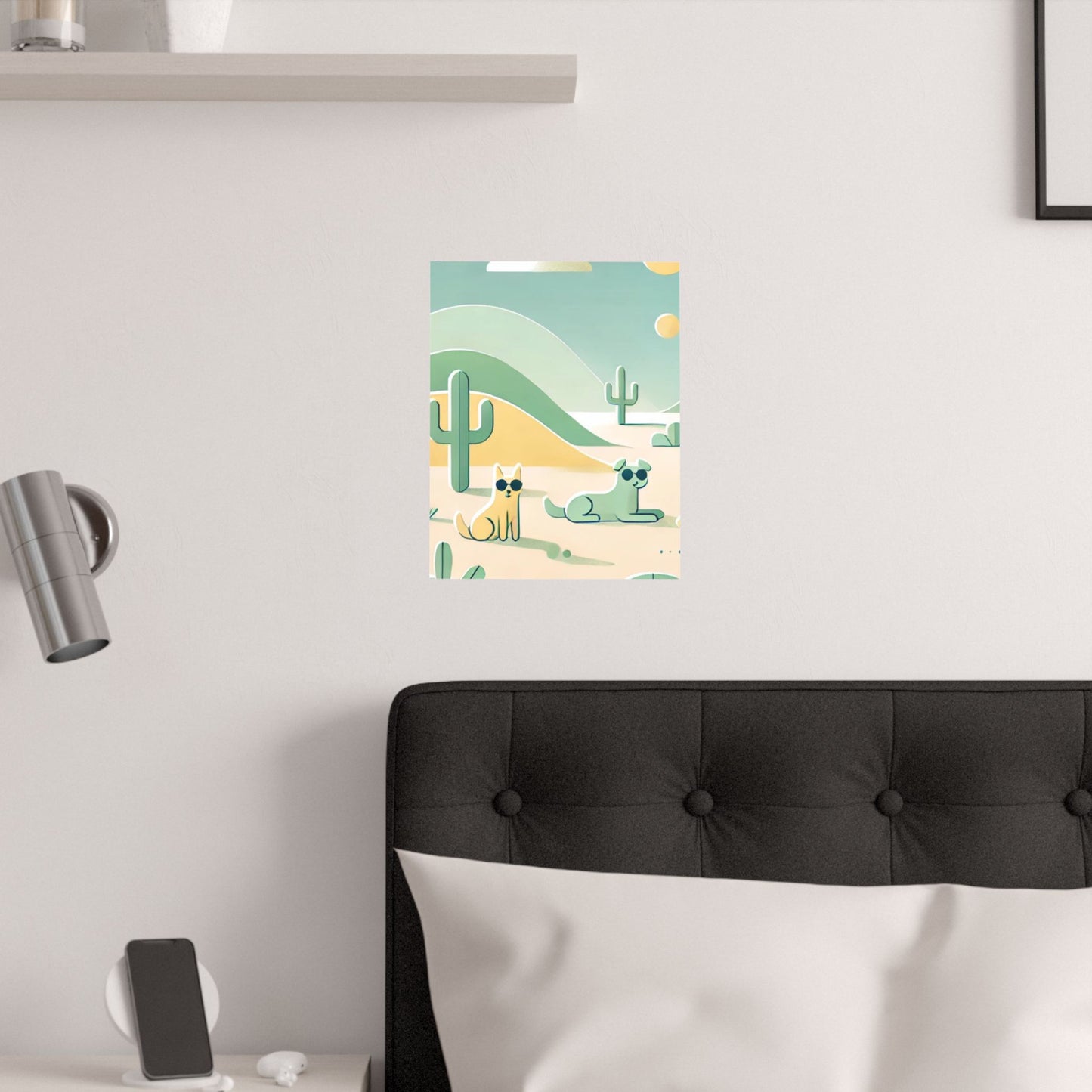 RDM Sandy Paws & Soft Skies Puppy Art Satin Posters Green and Yellow (210gsm)