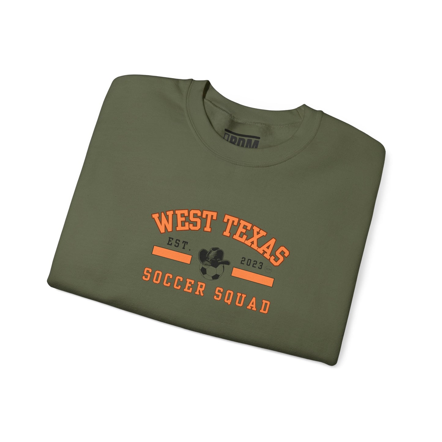 West Texas Soccer Squad Orange Letters Unisex Heavy Blend™ Crewneck Sweatshirt