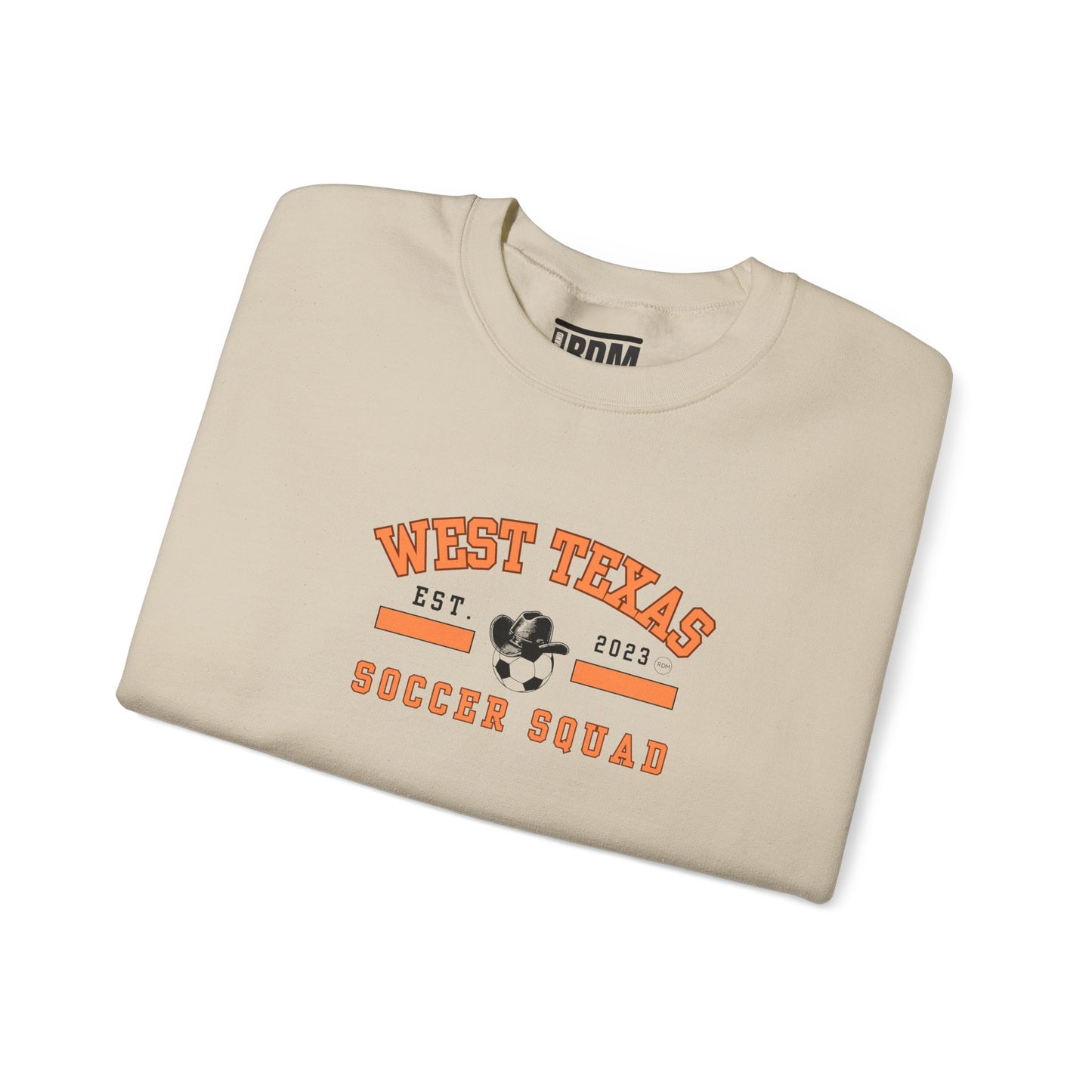 West Texas Soccer Squad Orange Letters Unisex Heavy Blend™ Crewneck Sweatshirt