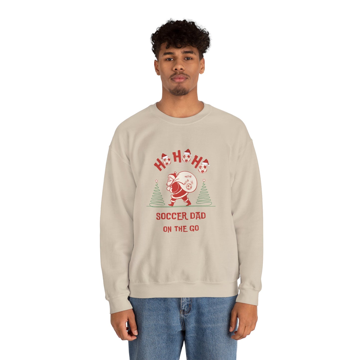 Ho Ho Ho Soccer Dad on the Go Season Soccer Sweatshirt Unisex Heavy Blend™ Crewneck Sweatshirt