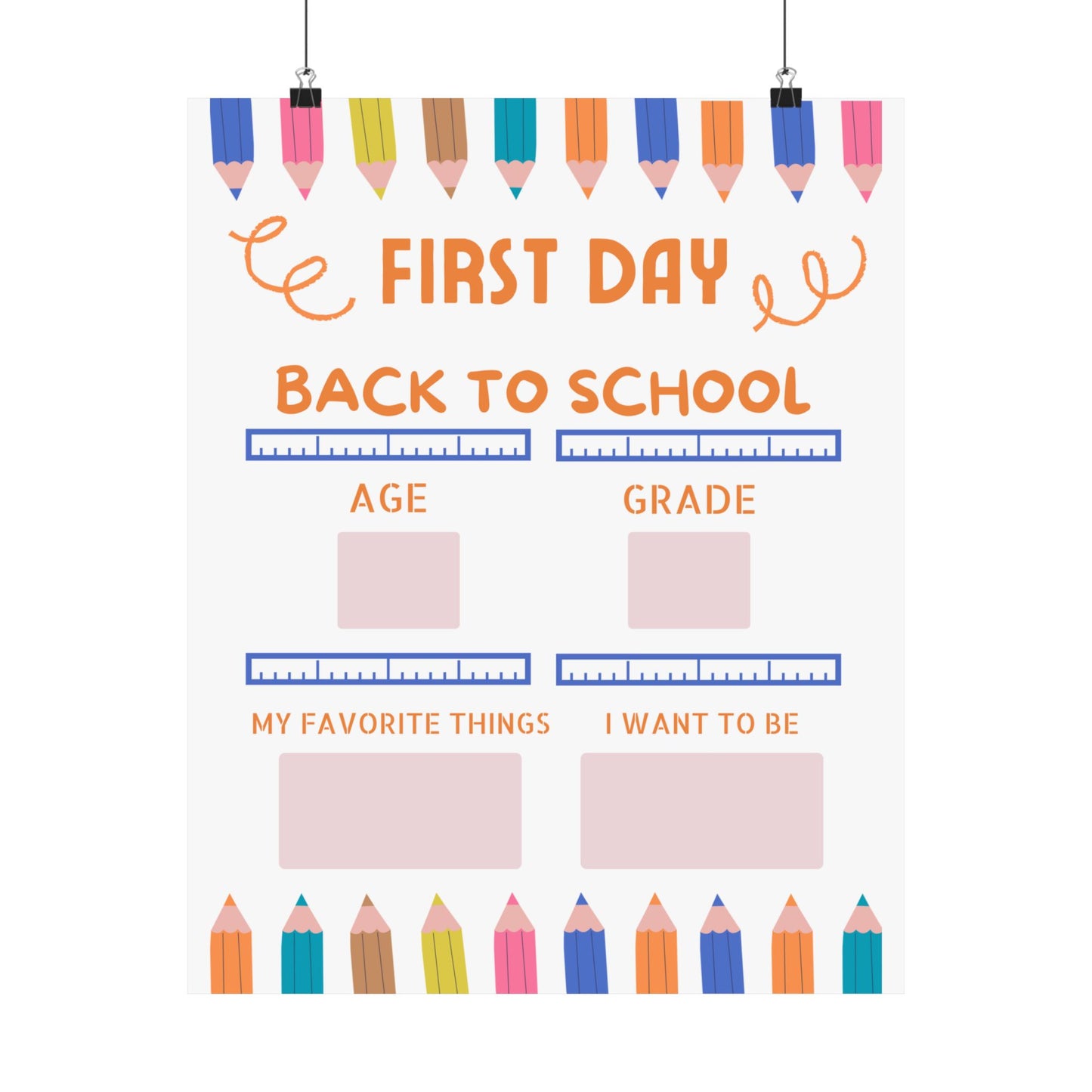 First Day Back to School Matte Vertical Posters White Background