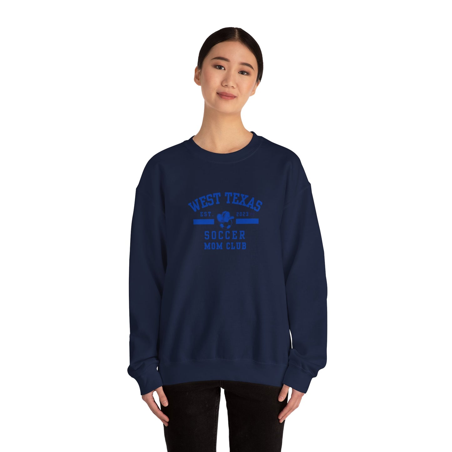 West Texas Soccer Mom Blue Letters Unisex Heavy Blend™ Crewneck Sweatshirt