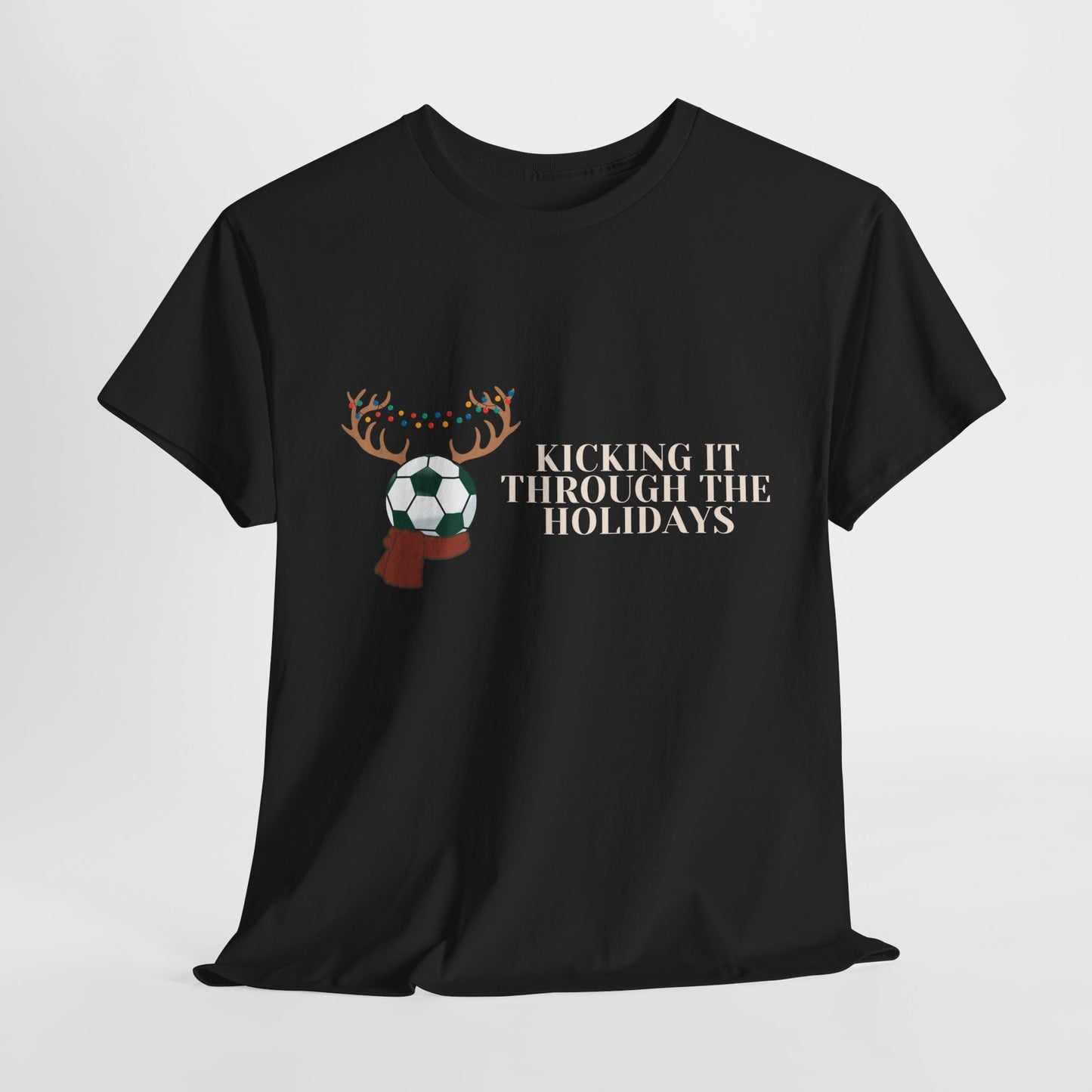 Kicking it Through the Holidays Soccer Christmas Tshirt