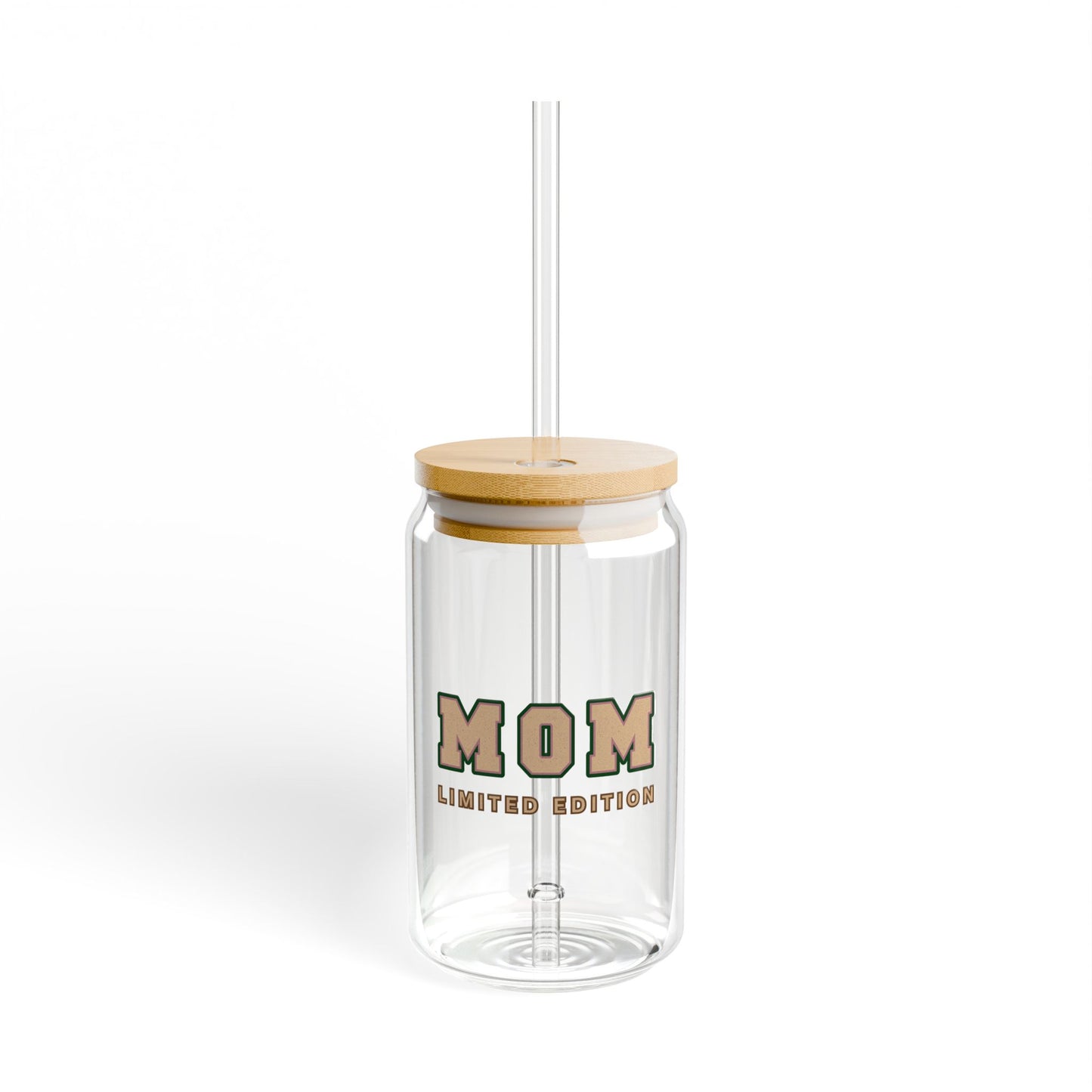 Mom Sipper Glass Cup Cute Iced Coffee Glass for Busy MamasSipper Glass, 16oz Tan