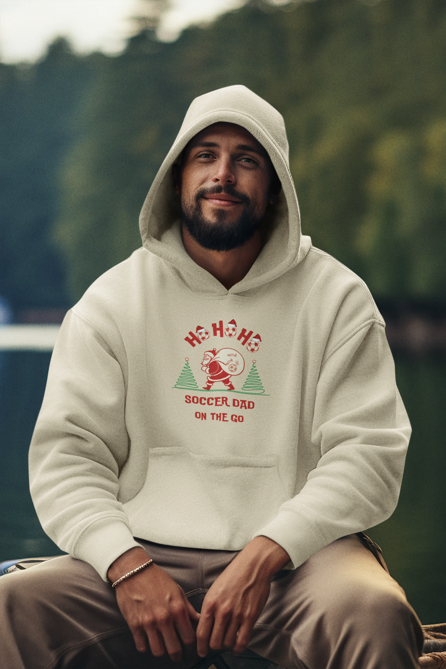 Ho Ho Ho Soccer Dad on the Go Hoodie Christmas Theme