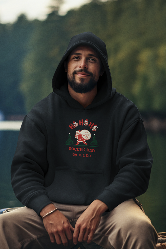 Ho Ho Ho Soccer Dad on the Go Hoodie Christmas Theme