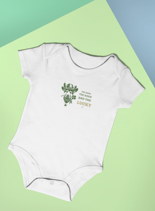 Infant Adorable Dog Onesie for Young Dog Lovers St Patrick's Day Fine Jersey Bodysuit