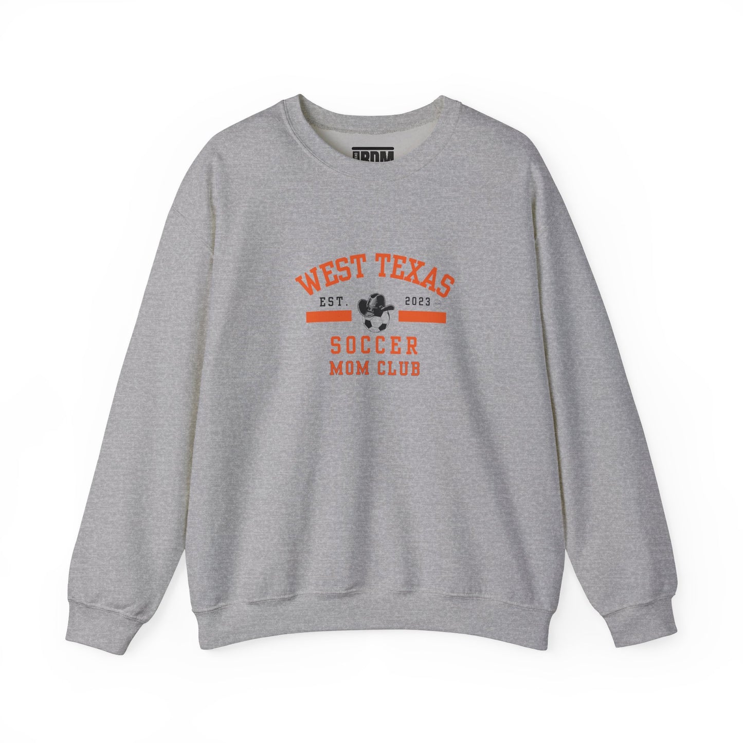 West Texas Soccer Mom Orange Letters Unisex Heavy Blend™ Crewneck Sweatshirt