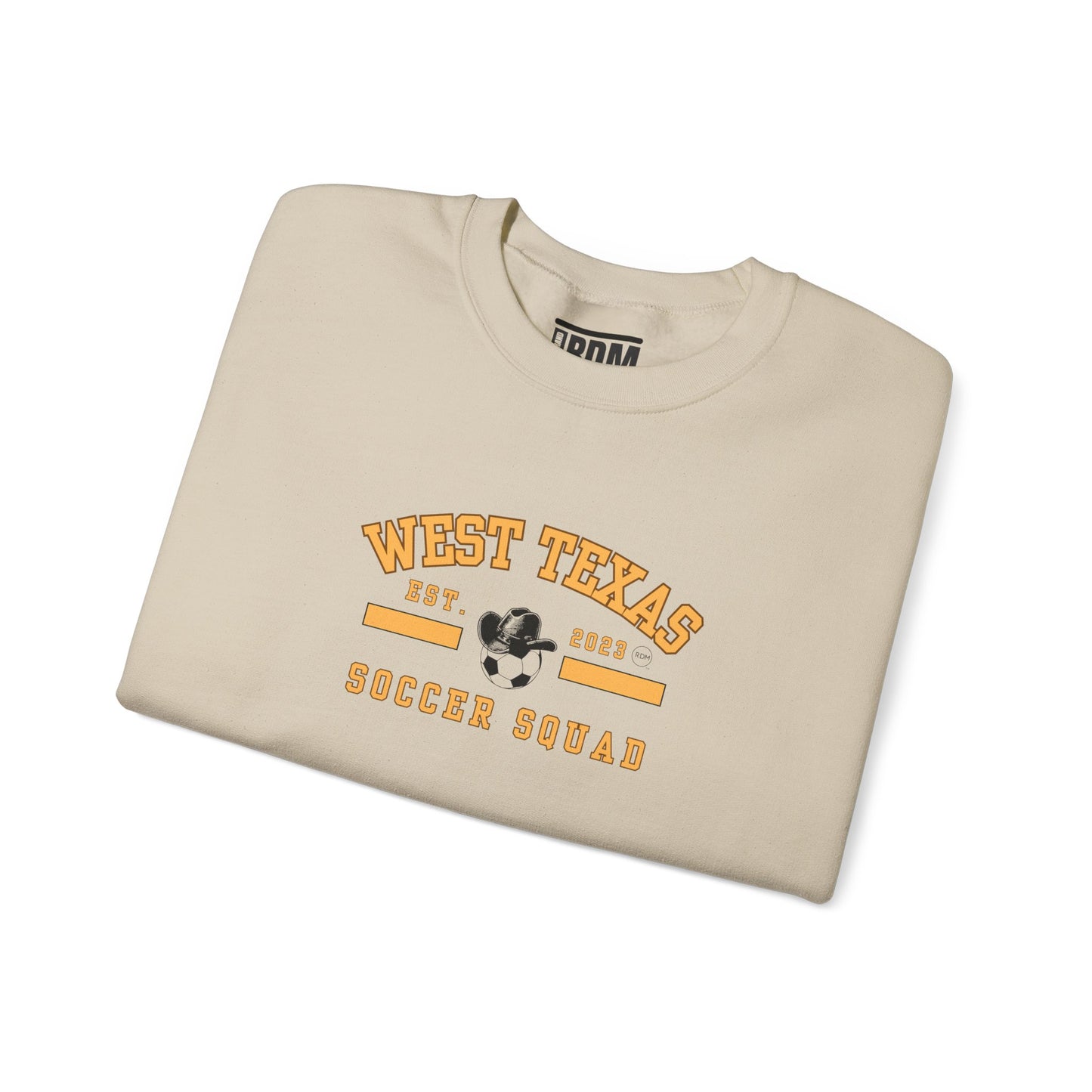 West Texas Soccer Squad Yellow Letters Unisex Heavy Blend™ Crewneck Sweatshirt