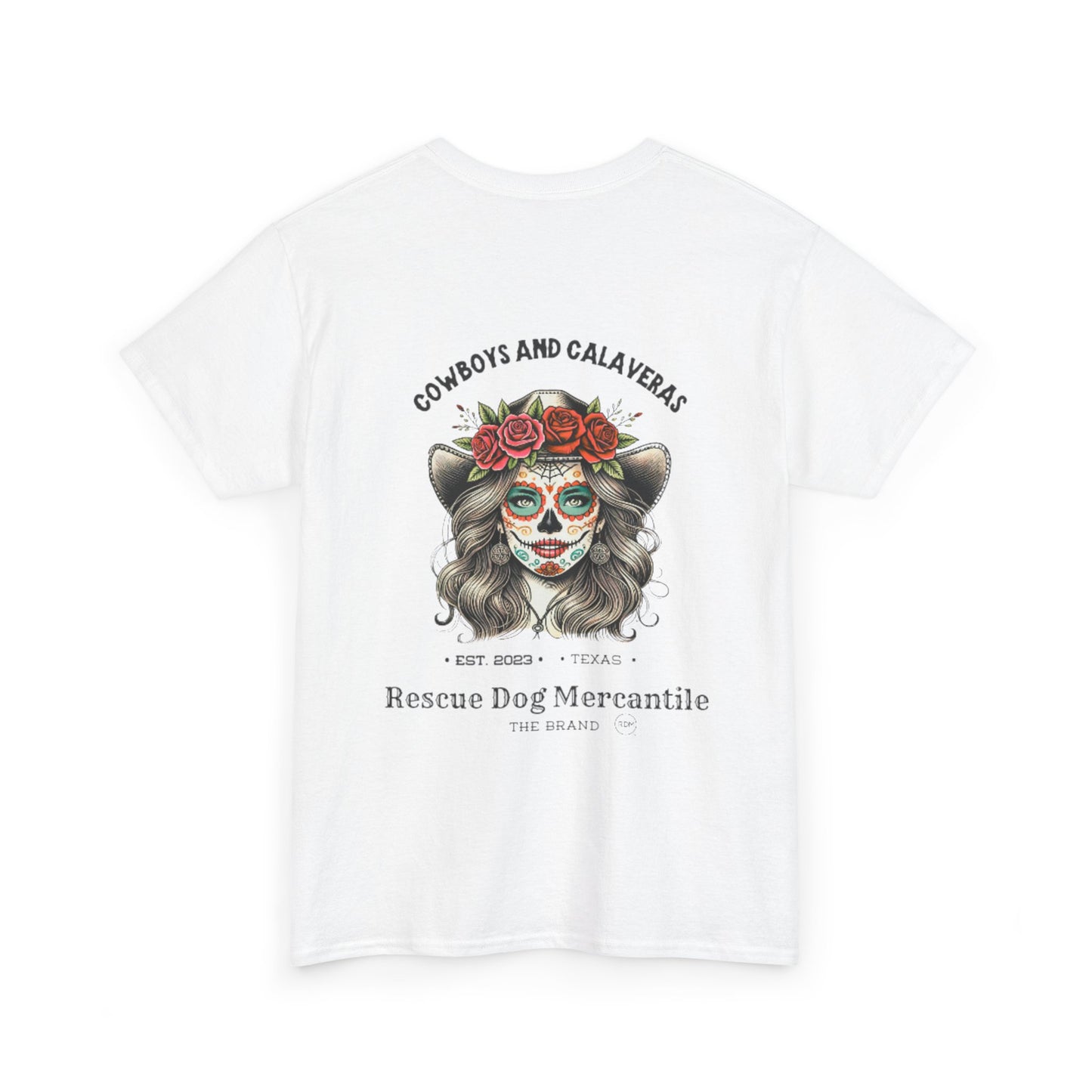Cowboy Halloween Unisex Heavy Cotton Tee, Day of the dead, Dia de los Muertos, Texas Roots, Vaquero Style, Catrina, Skull, Glamour