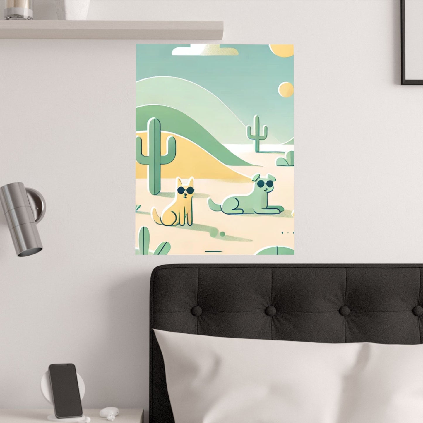 RDM Sandy Paws & Soft Skies Puppy Art Satin Posters Green and Yellow (210gsm)
