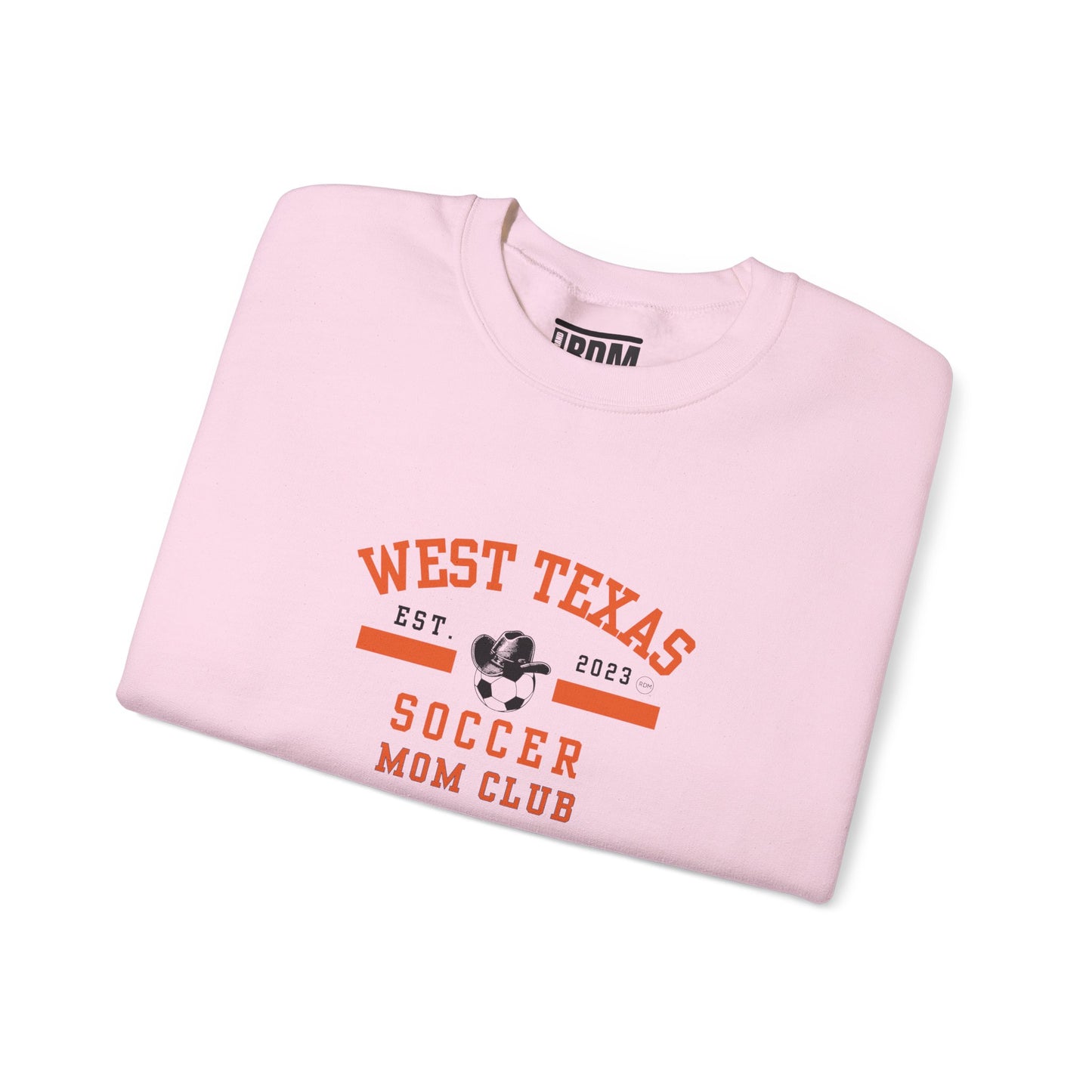 West Texas Soccer Mom Orange Letters Unisex Heavy Blend™ Crewneck Sweatshirt