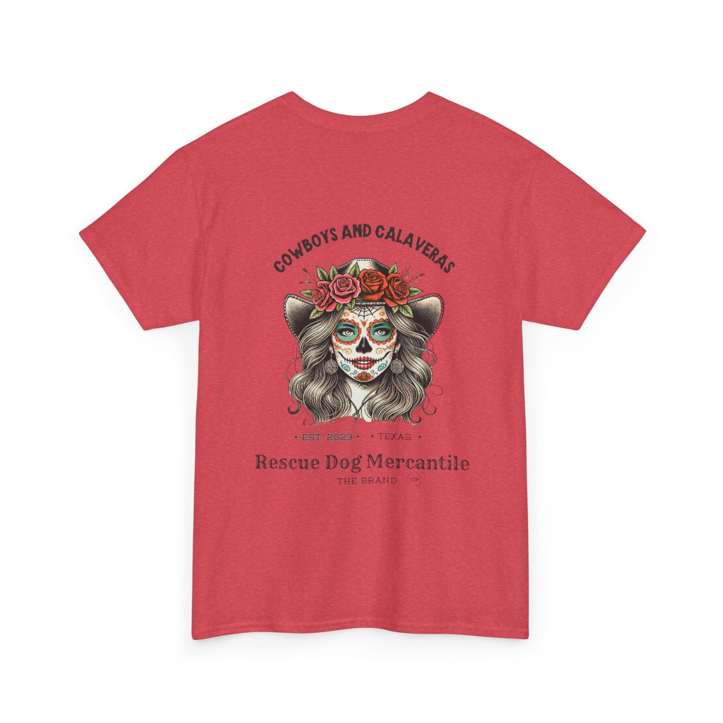 Cowboy Halloween Unisex Heavy Cotton Tee, Day of the dead, Dia de los Muertos, Texas Roots, Vaquero Style, Catrina, Skull, Glamour