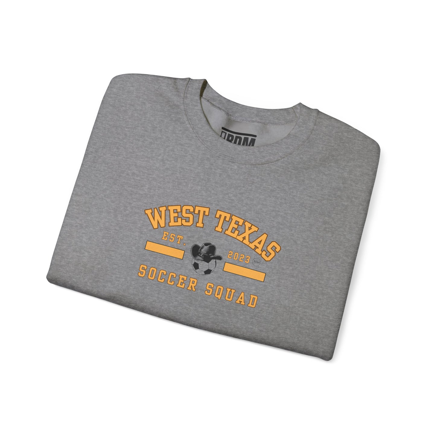 West Texas Soccer Squad Yellow Letters Unisex Heavy Blend™ Crewneck Sweatshirt