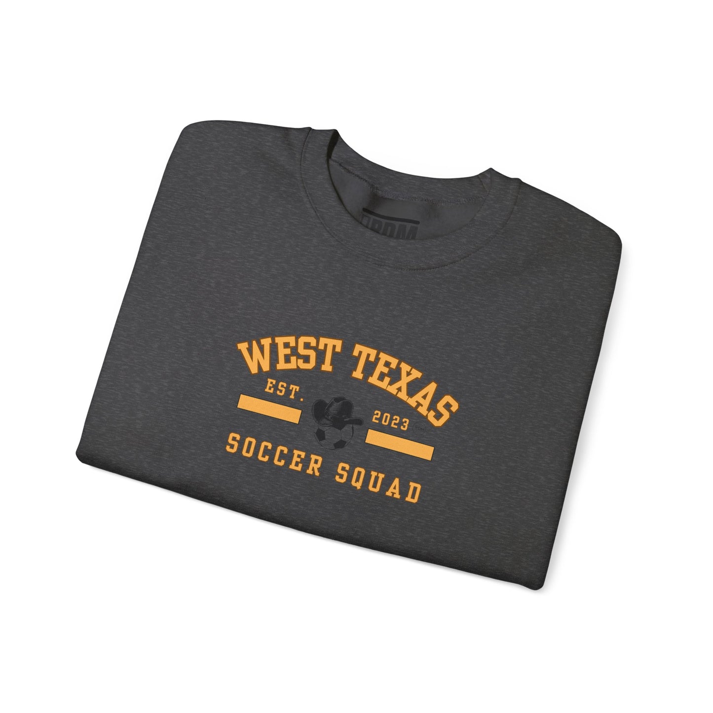 West Texas Soccer Squad Yellow Letters Unisex Heavy Blend™ Crewneck Sweatshirt
