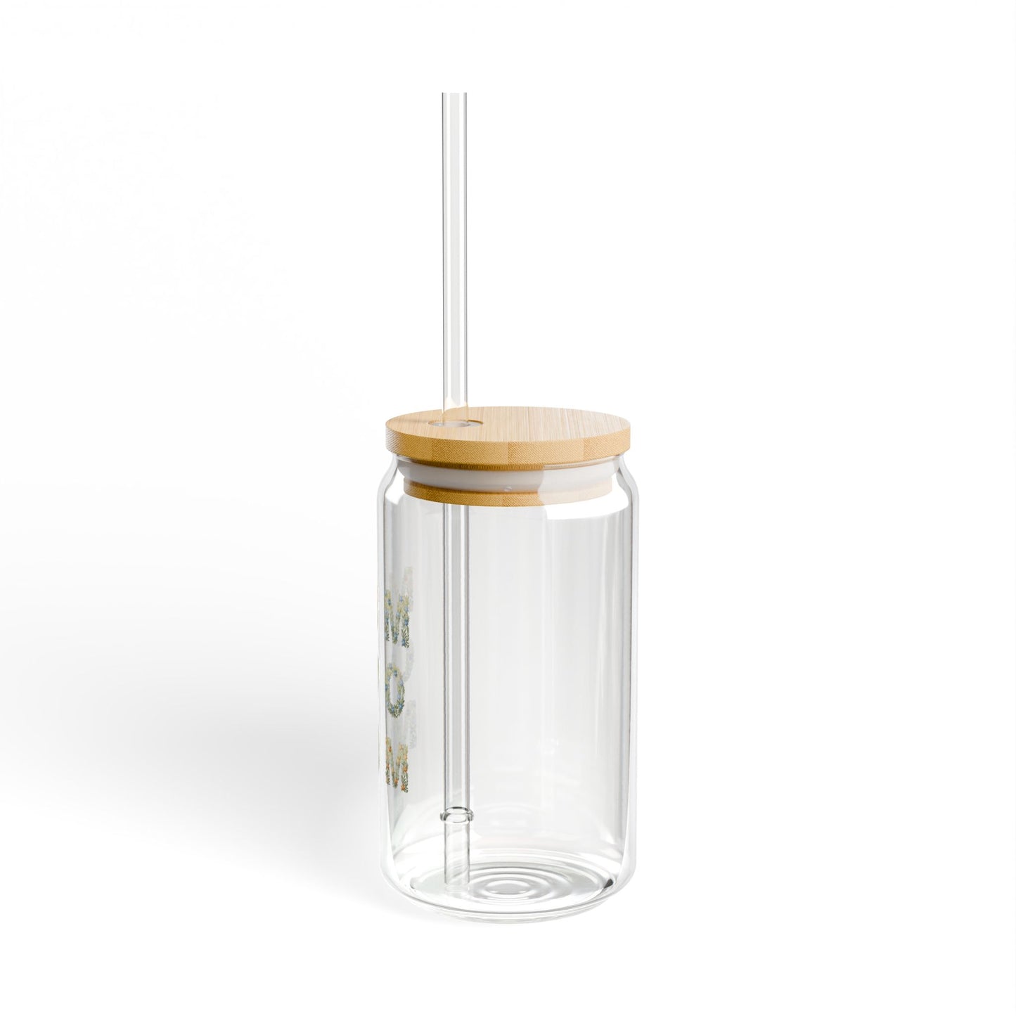 Mom Sipper Glass Cup Cute Iced Coffee Glass for Busy MamasSipper Glass, 16oz Floral Letters