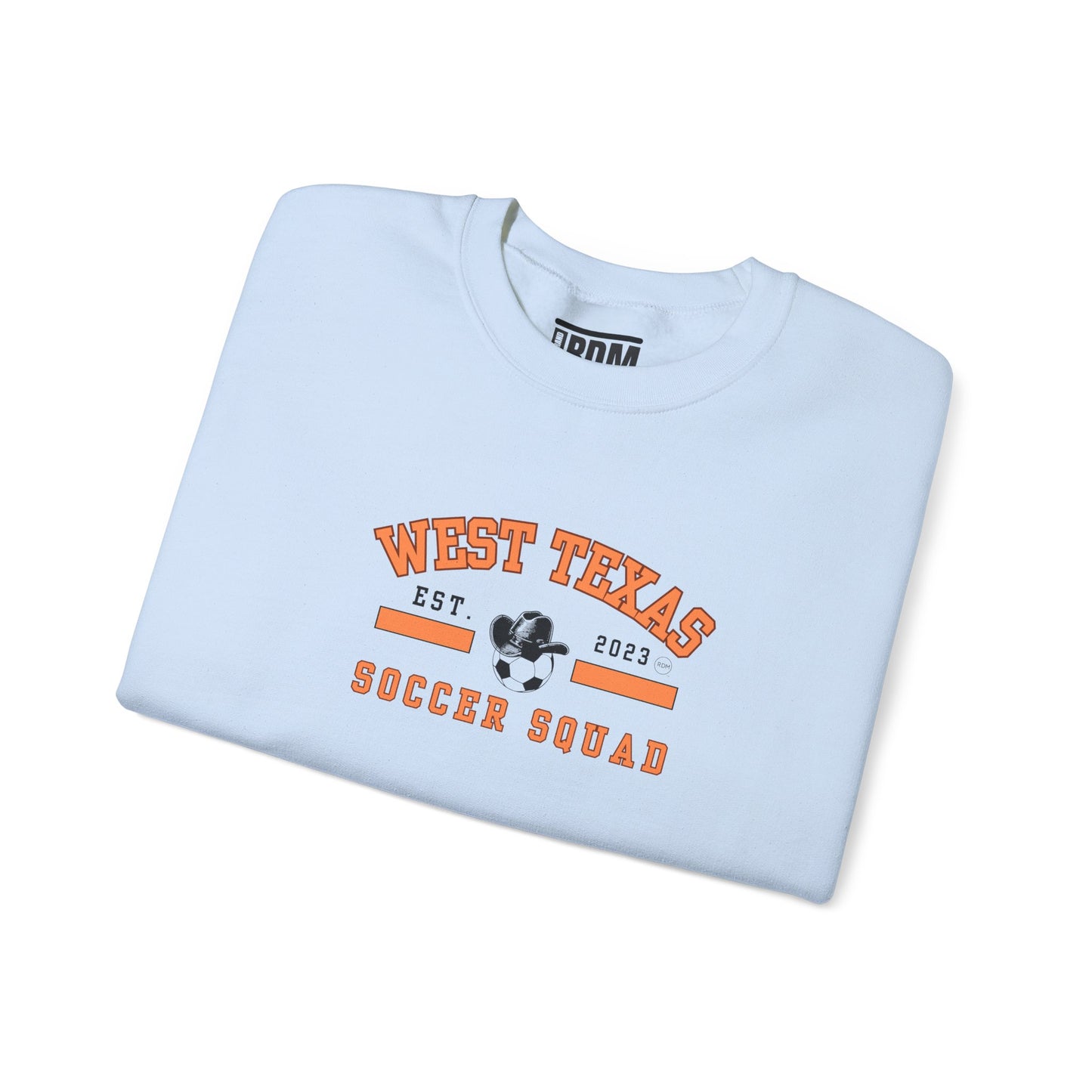 West Texas Soccer Squad Orange Letters Unisex Heavy Blend™ Crewneck Sweatshirt