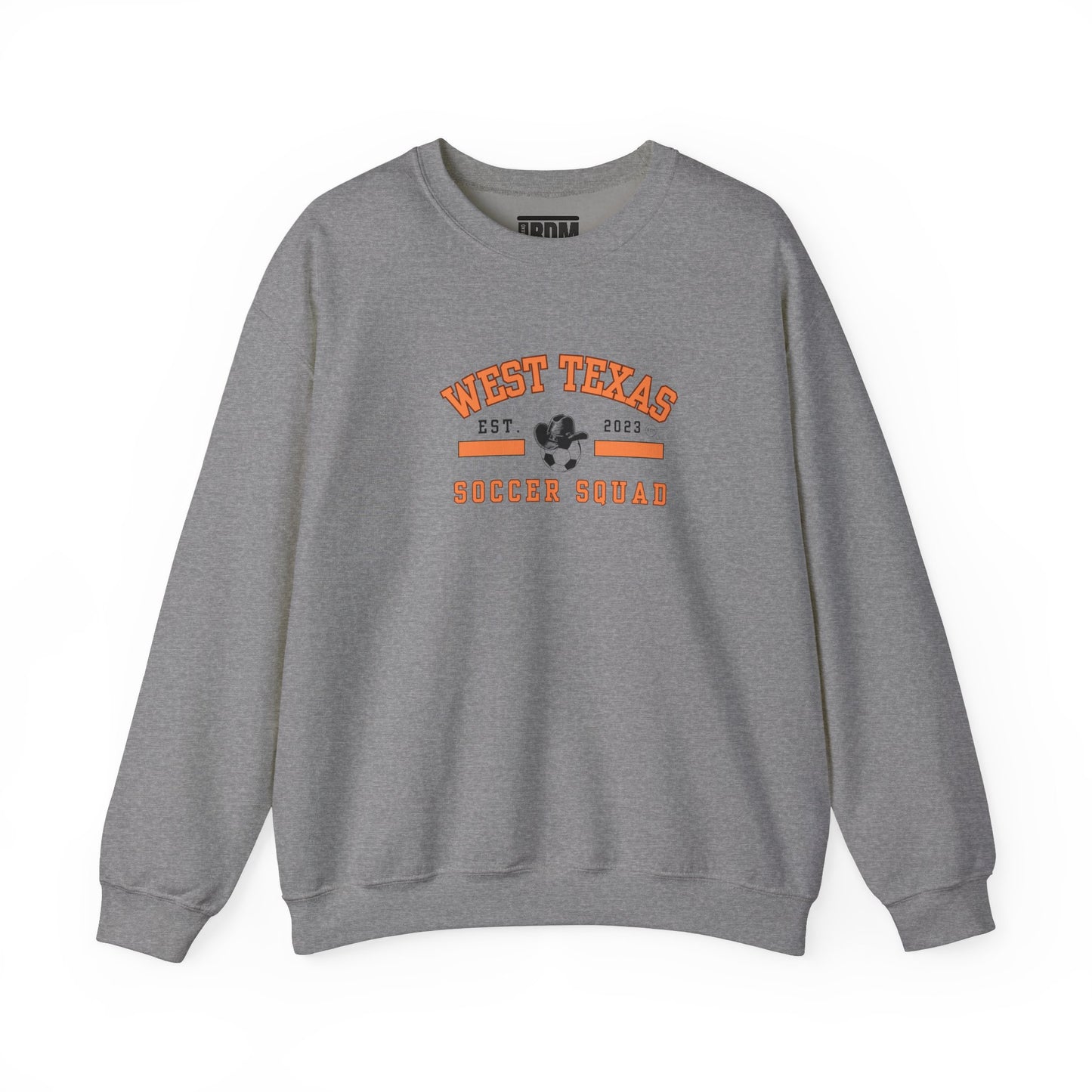 West Texas Soccer Squad Orange Letters Unisex Heavy Blend™ Crewneck Sweatshirt