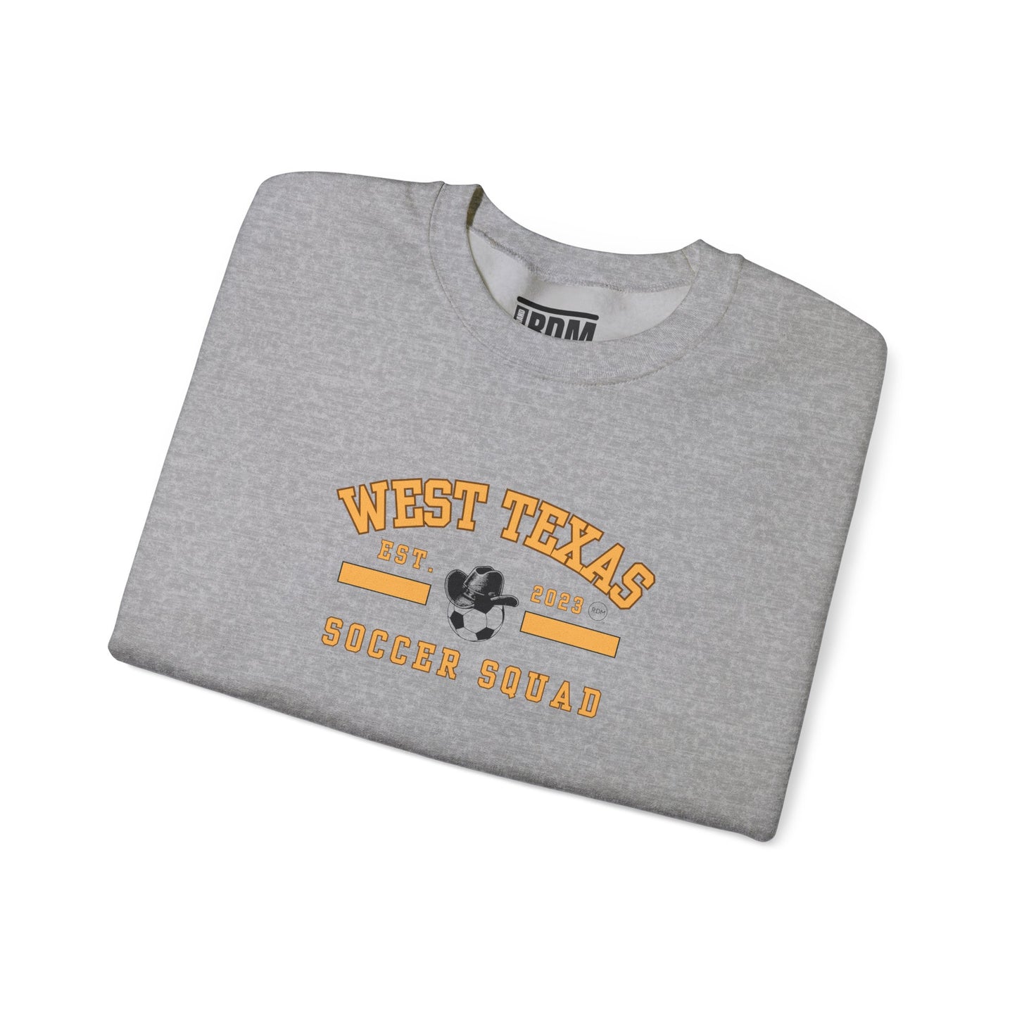 West Texas Soccer Squad Yellow Letters Unisex Heavy Blend™ Crewneck Sweatshirt