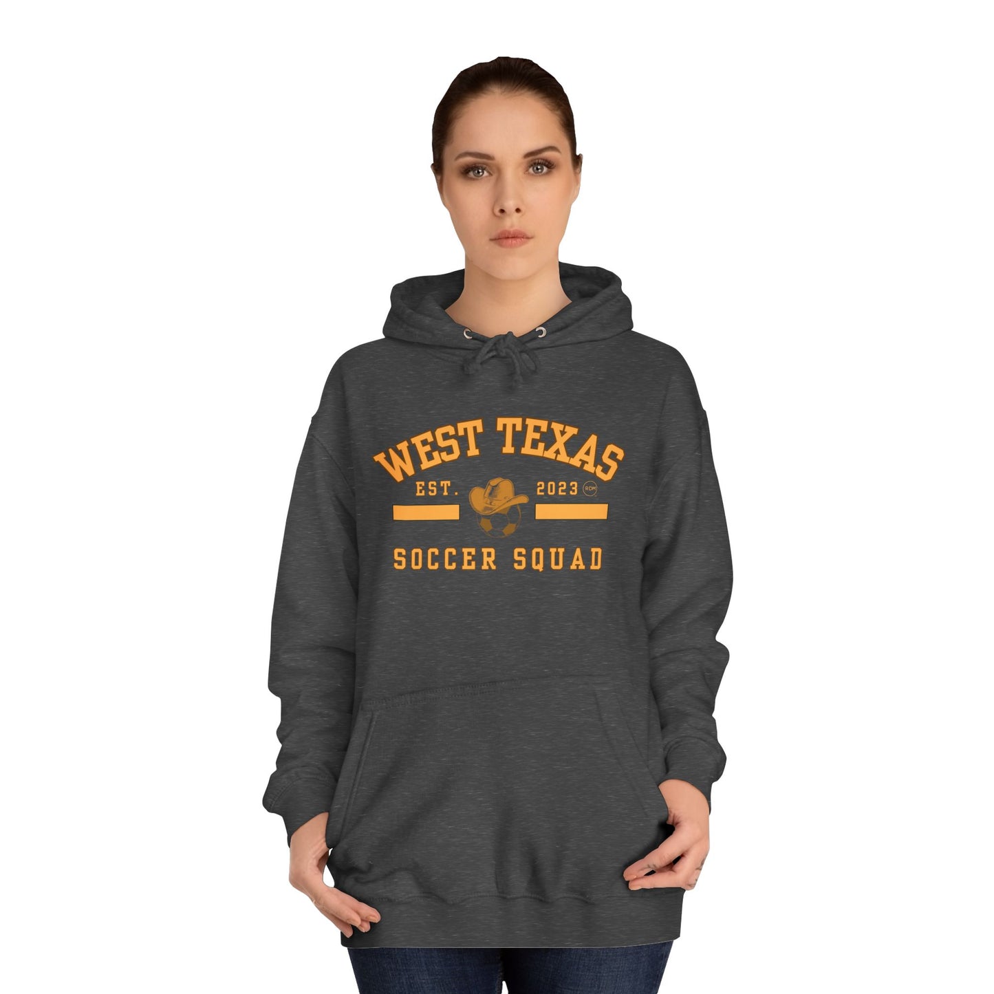 West Texas Soccer Mom Yellow Letters Unisex College Hoodie