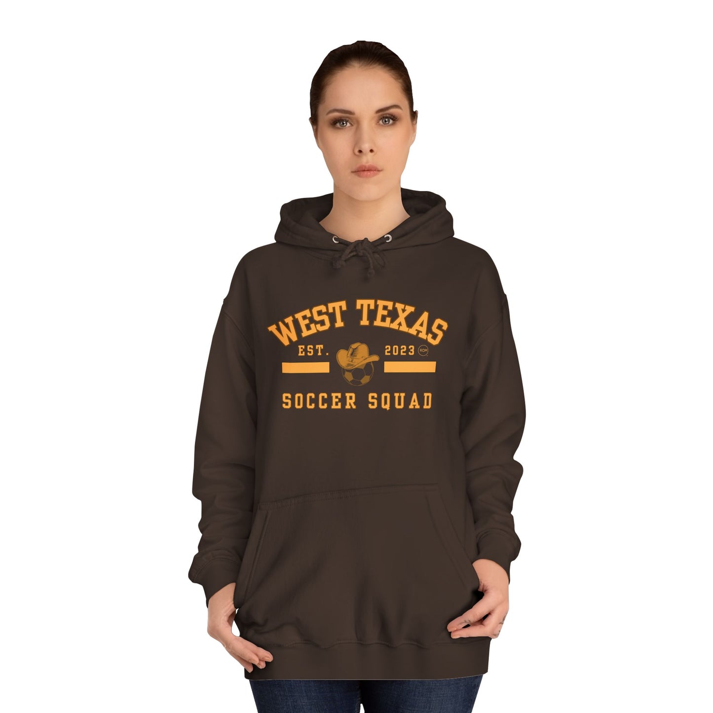 West Texas Soccer Mom Yellow Letters Unisex College Hoodie
