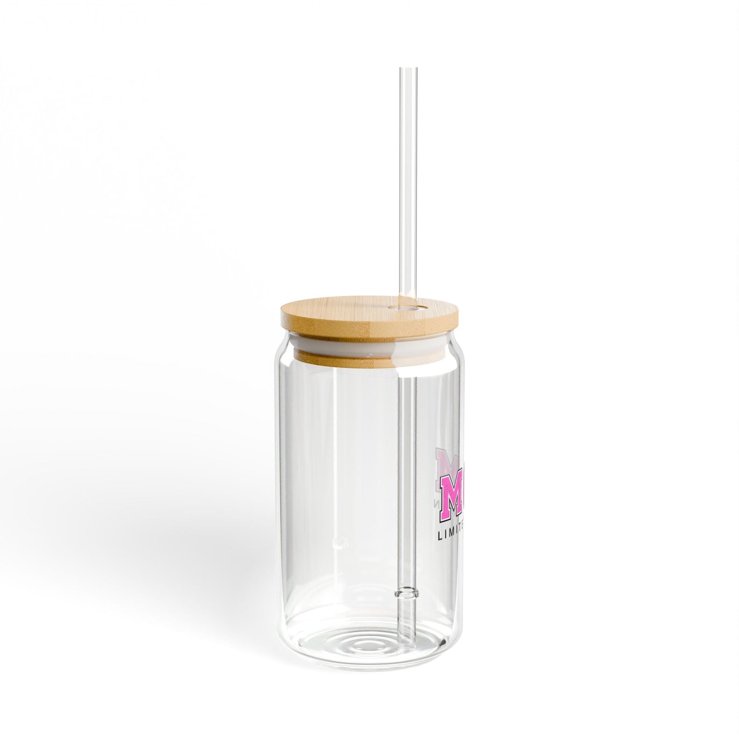 Mom Sipper Glass Cup Cute Iced Coffee Glass for Busy MamasSipper Glass, 16oz Blue Pink Letters