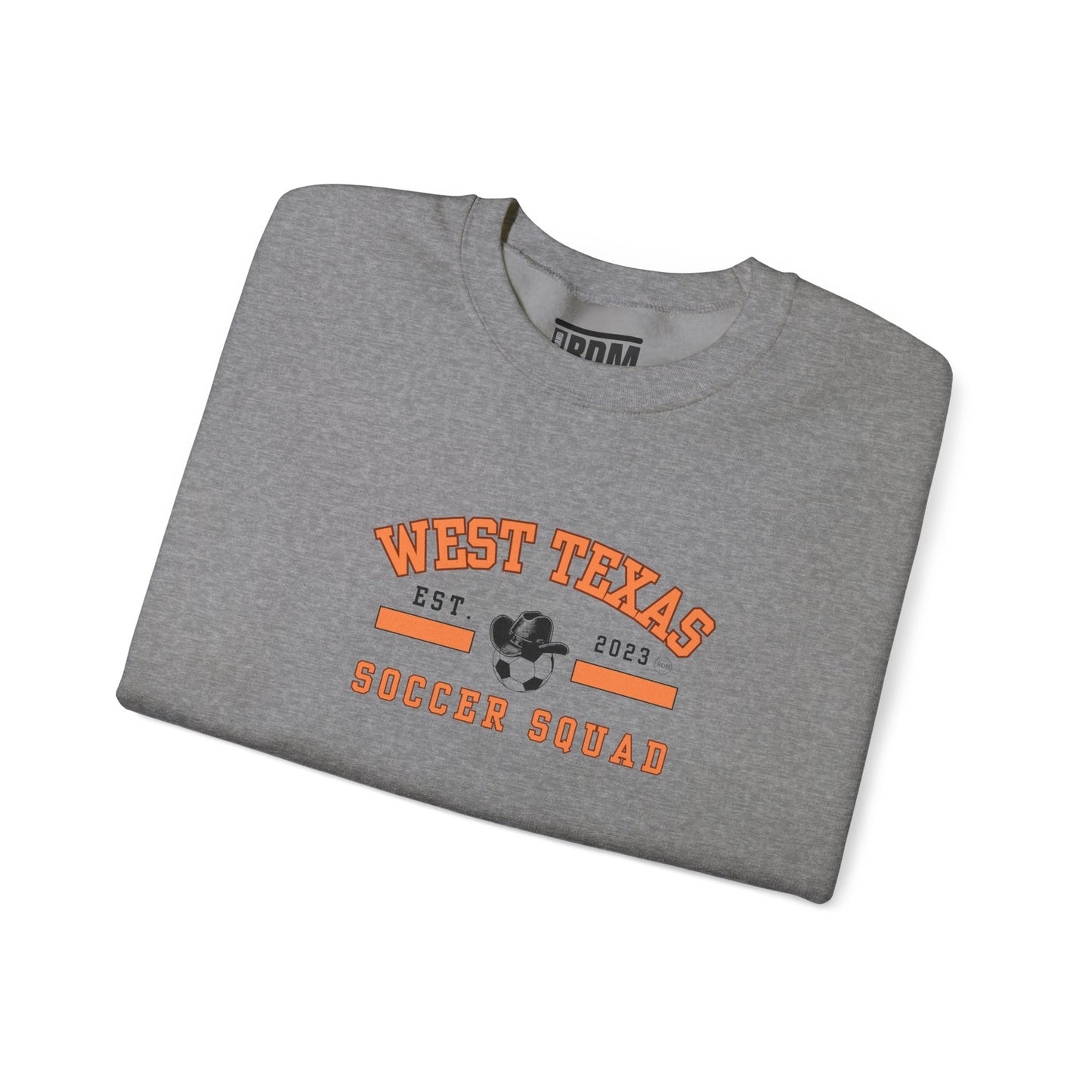 West Texas Soccer Squad Orange Letters Unisex Heavy Blend™ Crewneck Sweatshirt