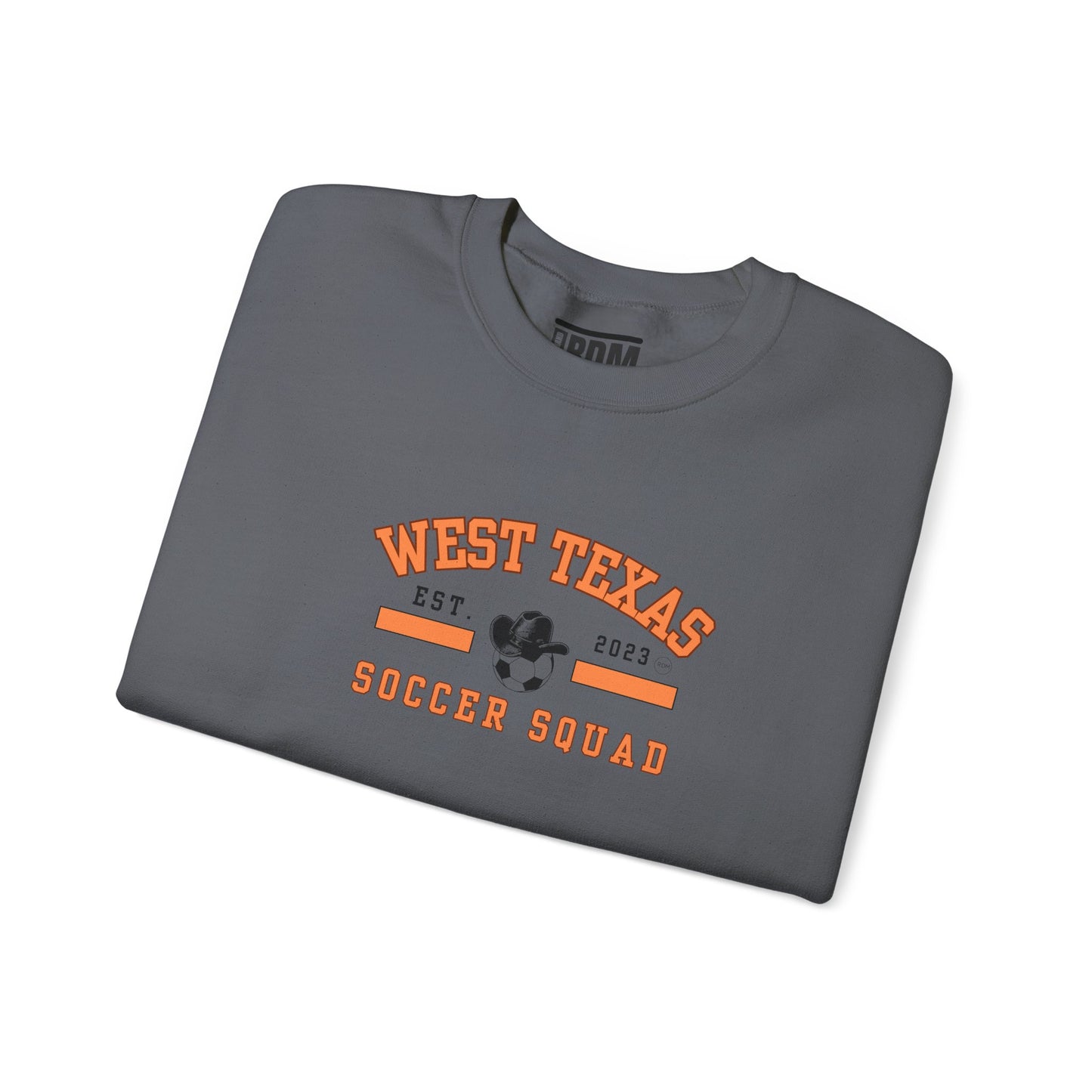 West Texas Soccer Squad Orange Letters Unisex Heavy Blend™ Crewneck Sweatshirt