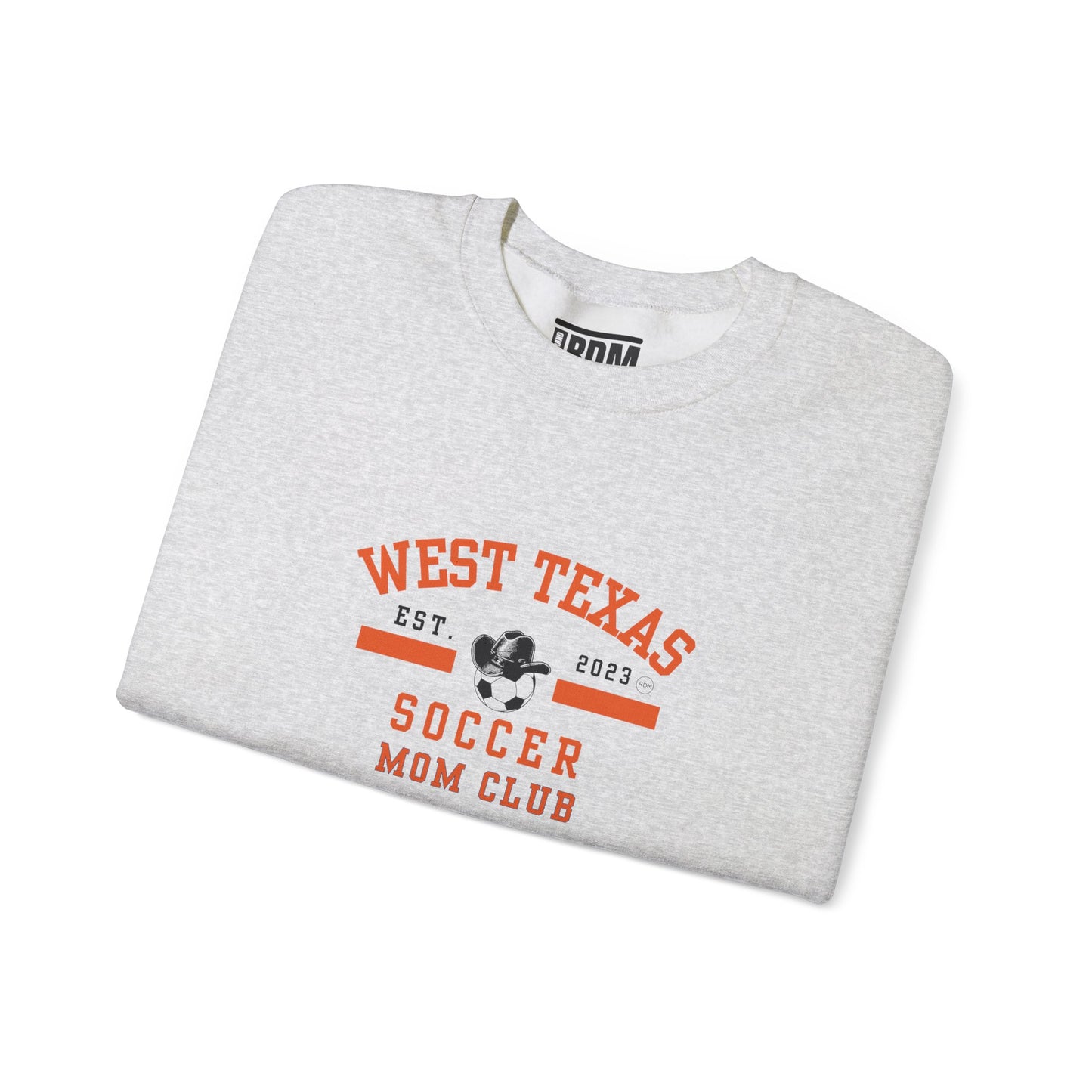 West Texas Soccer Mom Orange Letters Unisex Heavy Blend™ Crewneck Sweatshirt