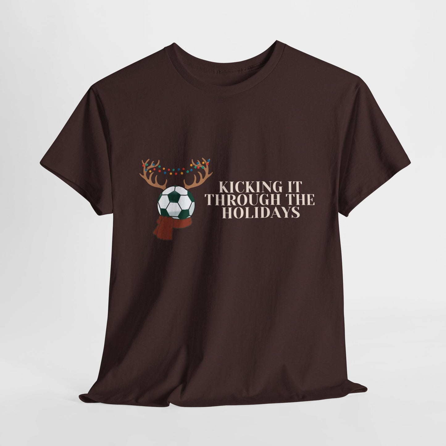 Kicking it Through the Holidays Soccer Christmas Tshirt