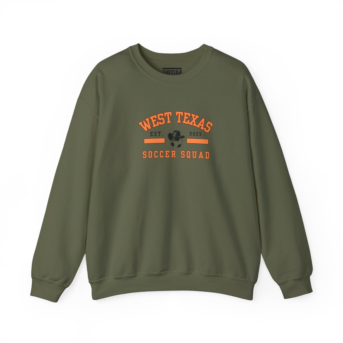 West Texas Soccer Squad Orange Letters Unisex Heavy Blend™ Crewneck Sweatshirt