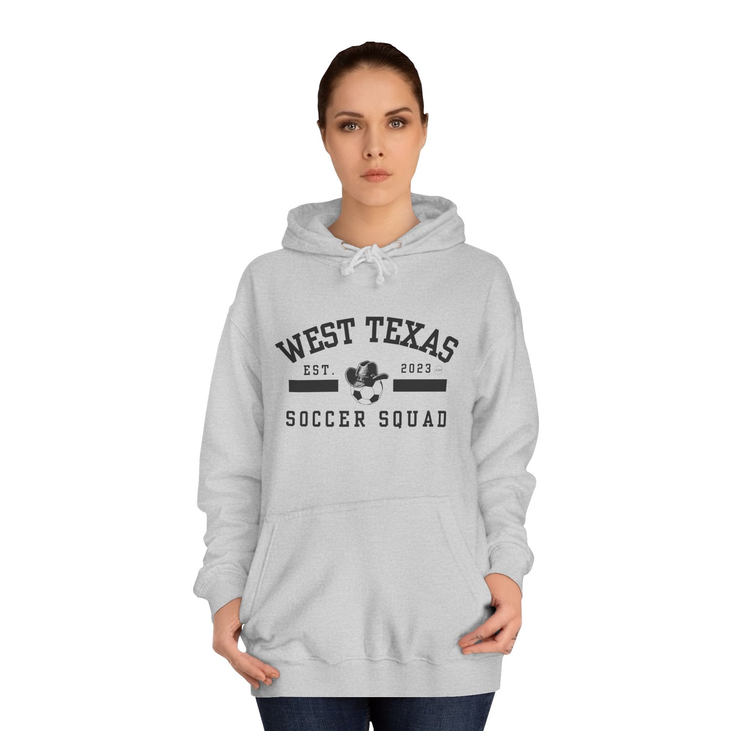 West Texas Soccer Mom Black Letters Unisex College Hoodie