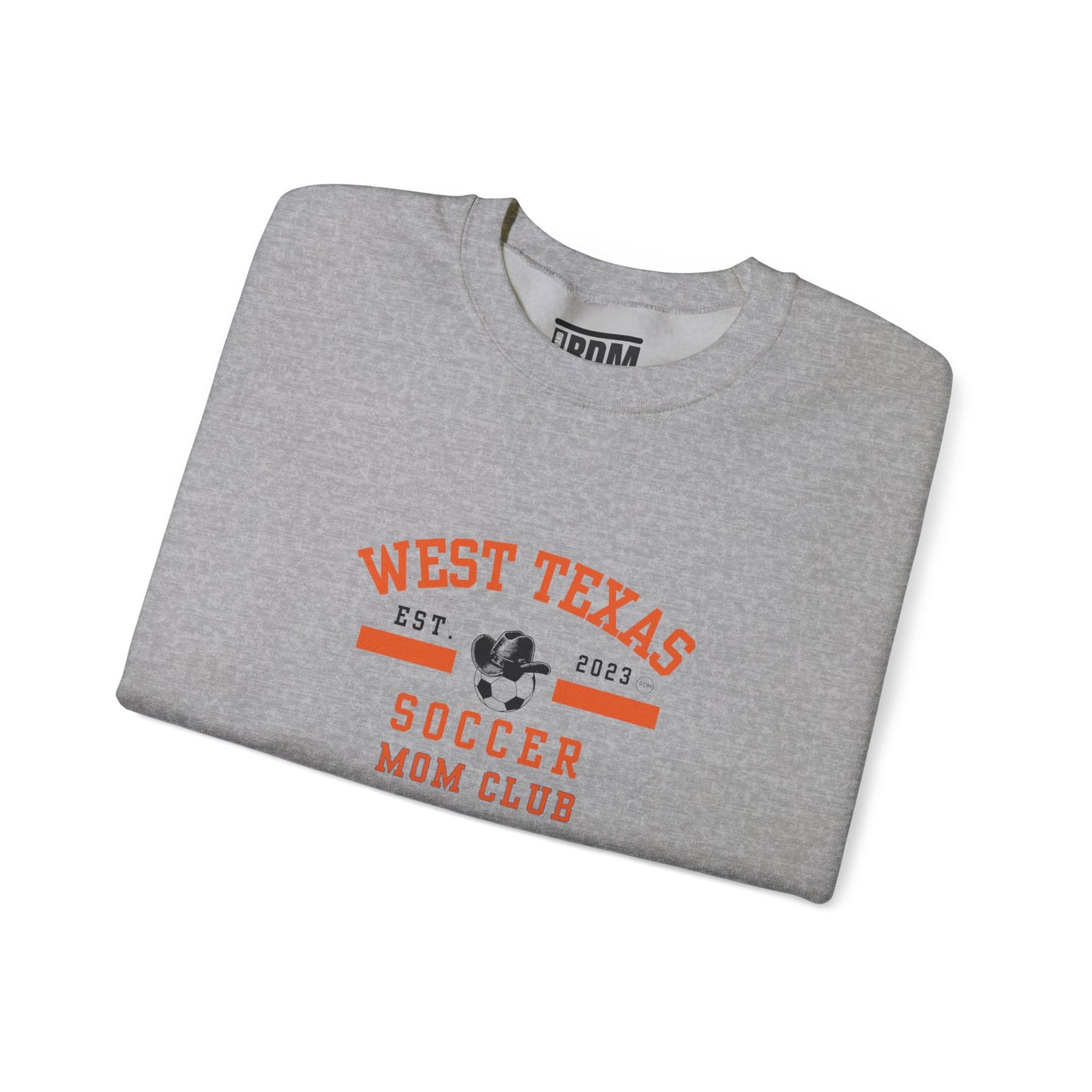 West Texas Soccer Mom Orange Letters Unisex Heavy Blend™ Crewneck Sweatshirt